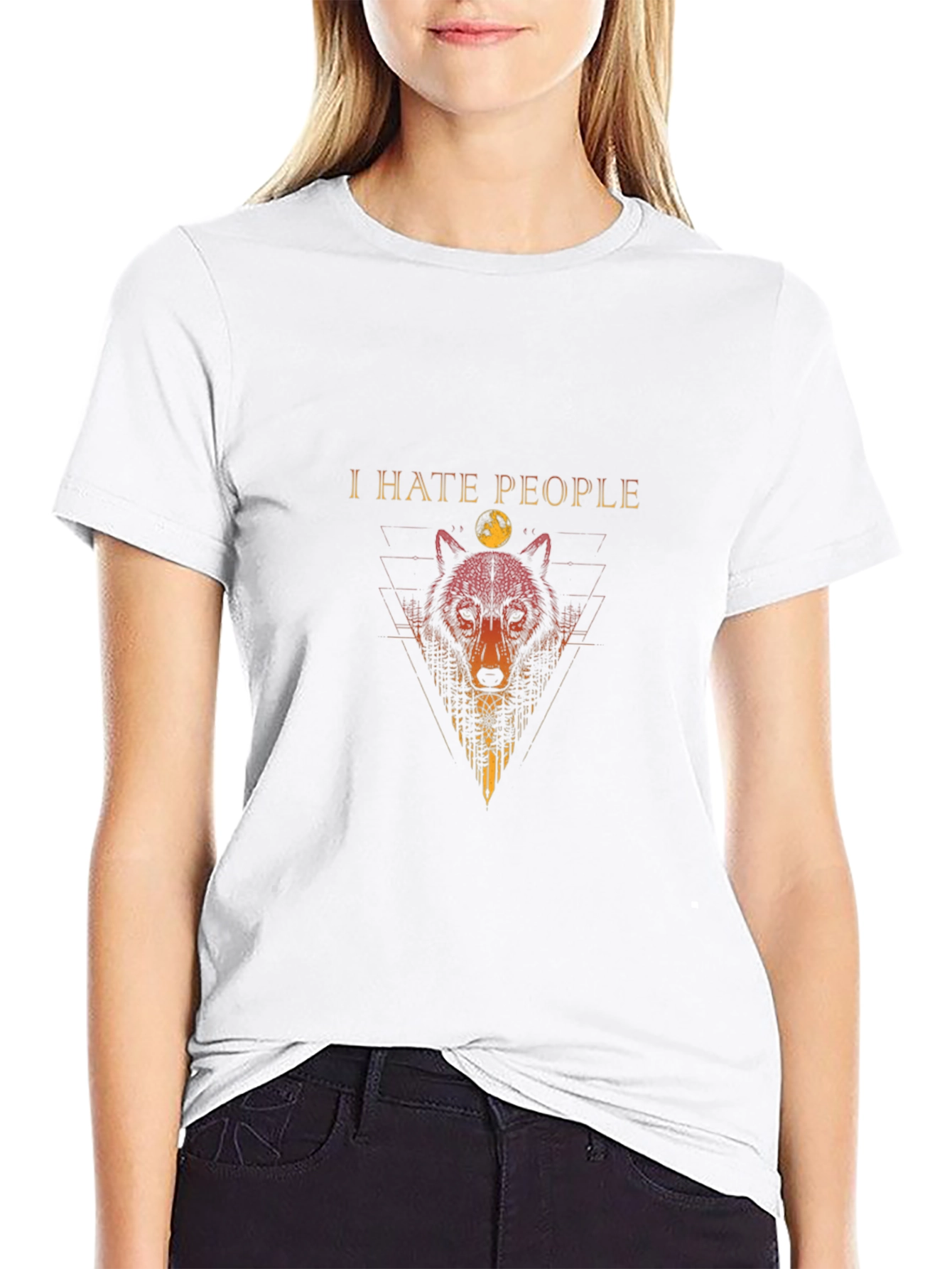 Black I Hate People Wolf Graphic Tee - Black view 9