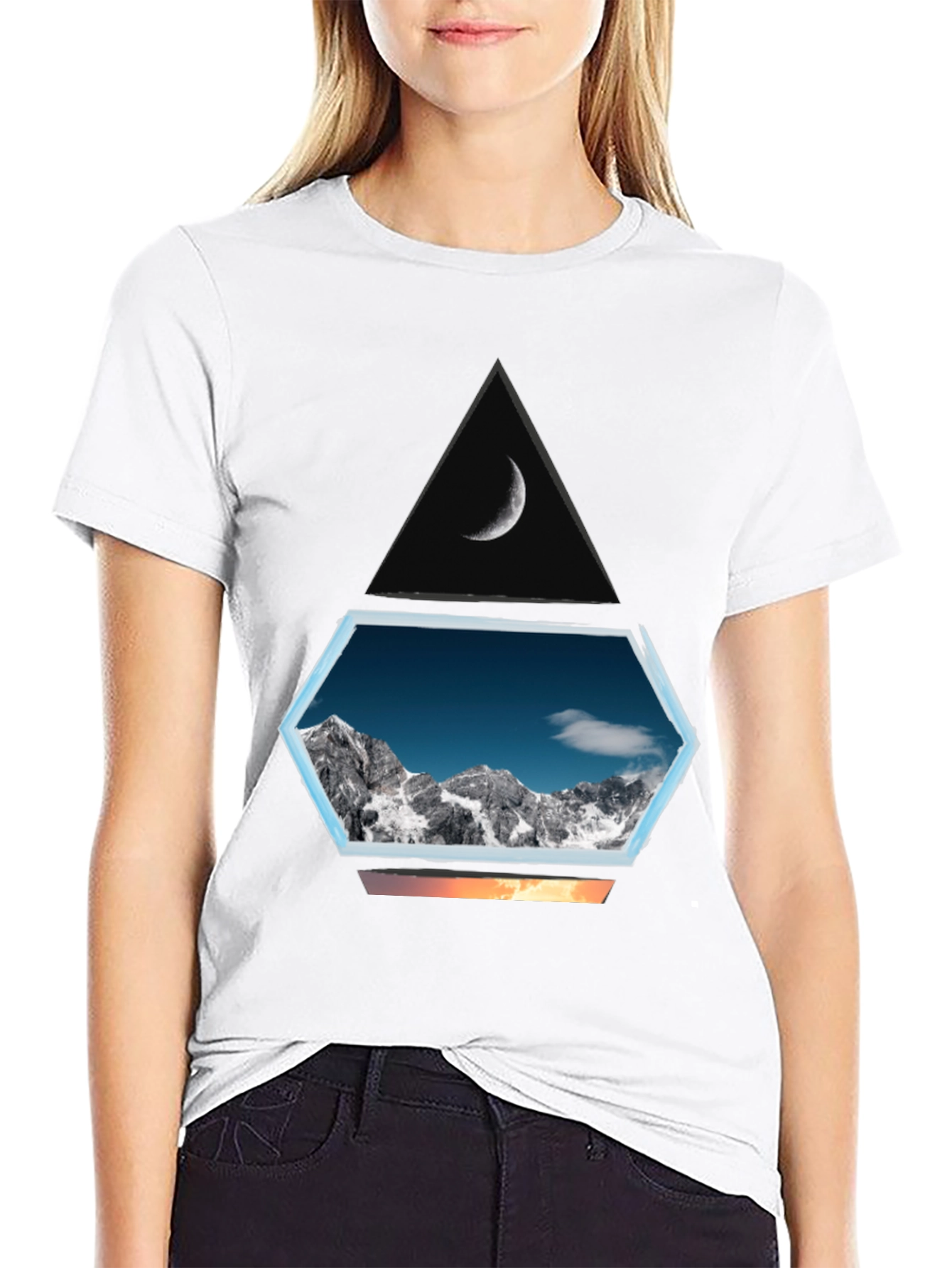 Black Mountainscape Graphic Tee - Black Cotton Blend view 9