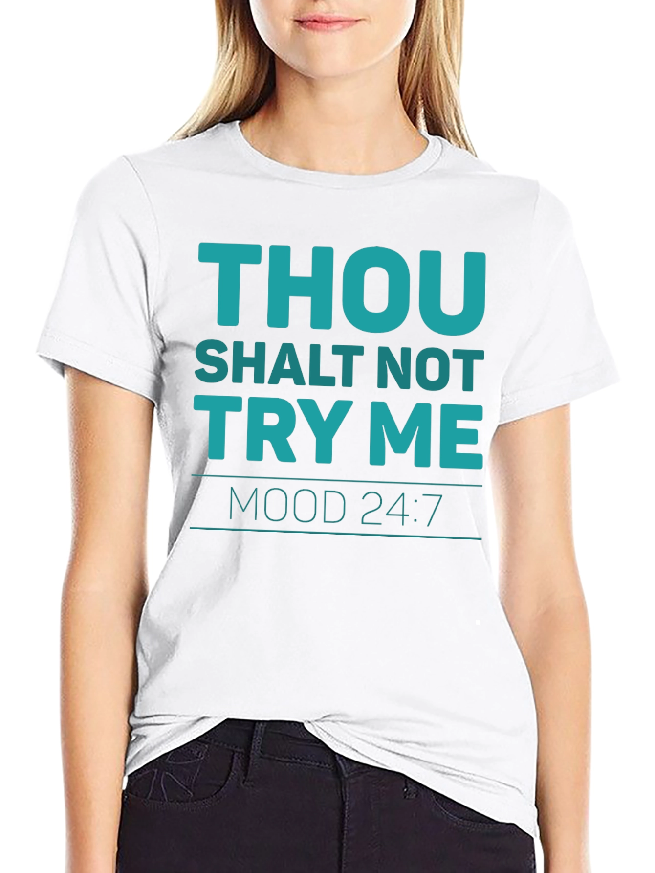Black Thou Shalt Not Try Me T-Shirt - Unisex Casual Tee view 9