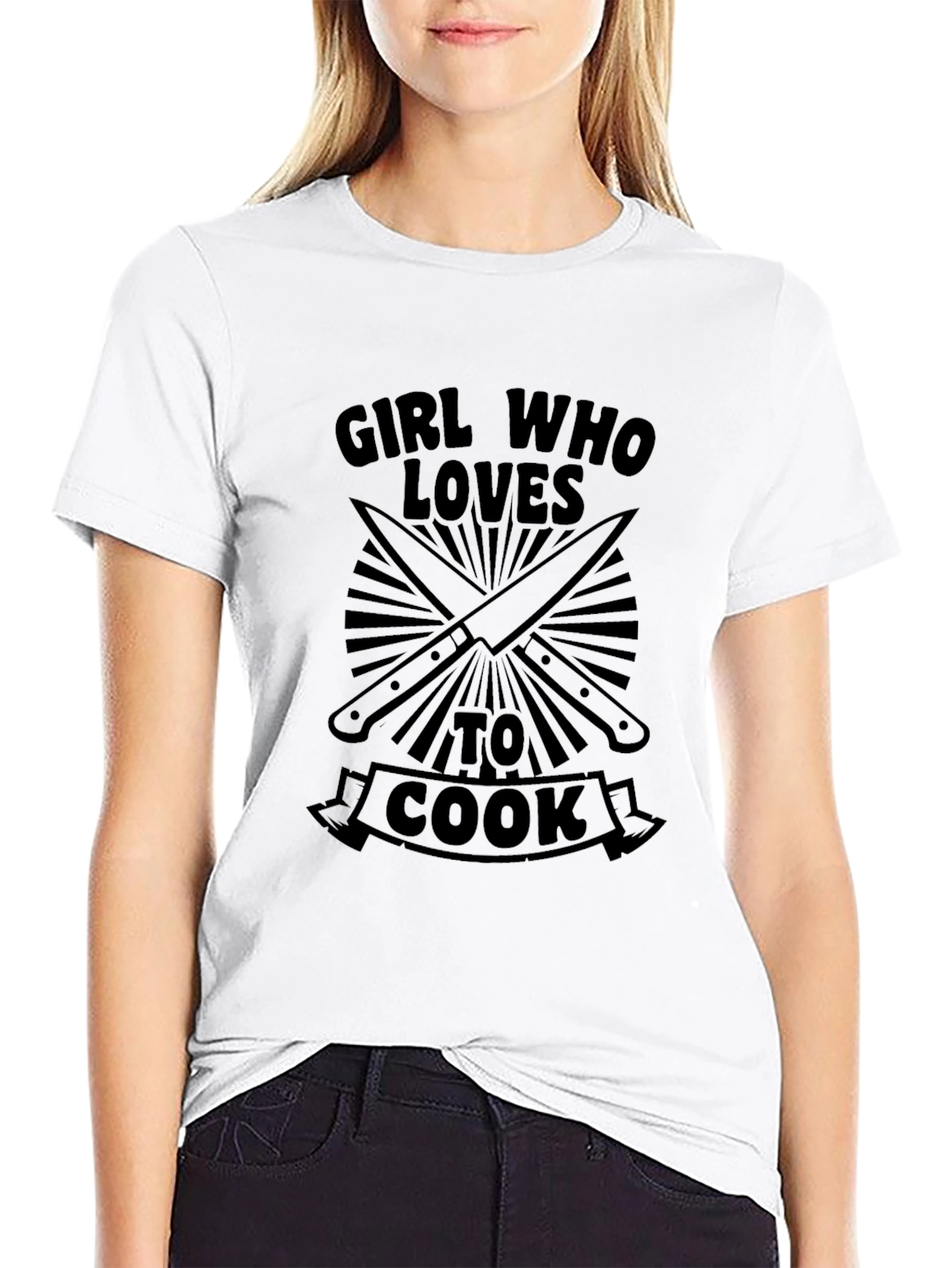 Girl Who Loves To Cook Black Graphic Tee - 9