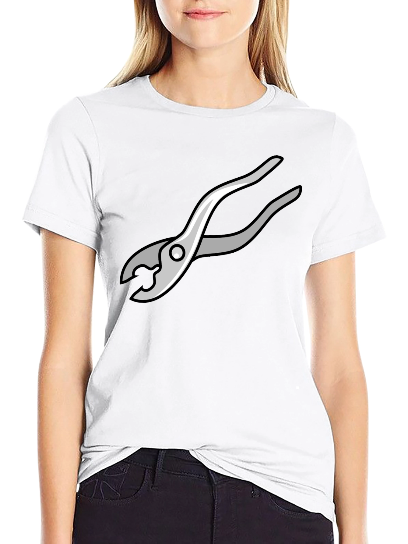 Black Novelty Pliers Graphic Black T-Shirt view 9