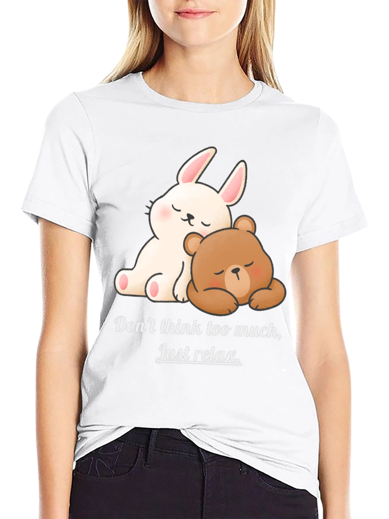 Black Relaxed Bear & Bunny Graphic Tee view 9