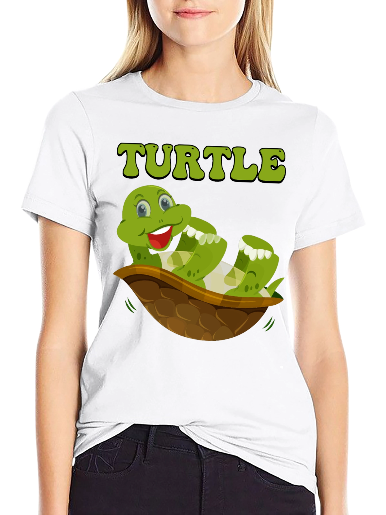 Black Funny Turtle T-Shirt - Cartoon Graphic Tee view 9