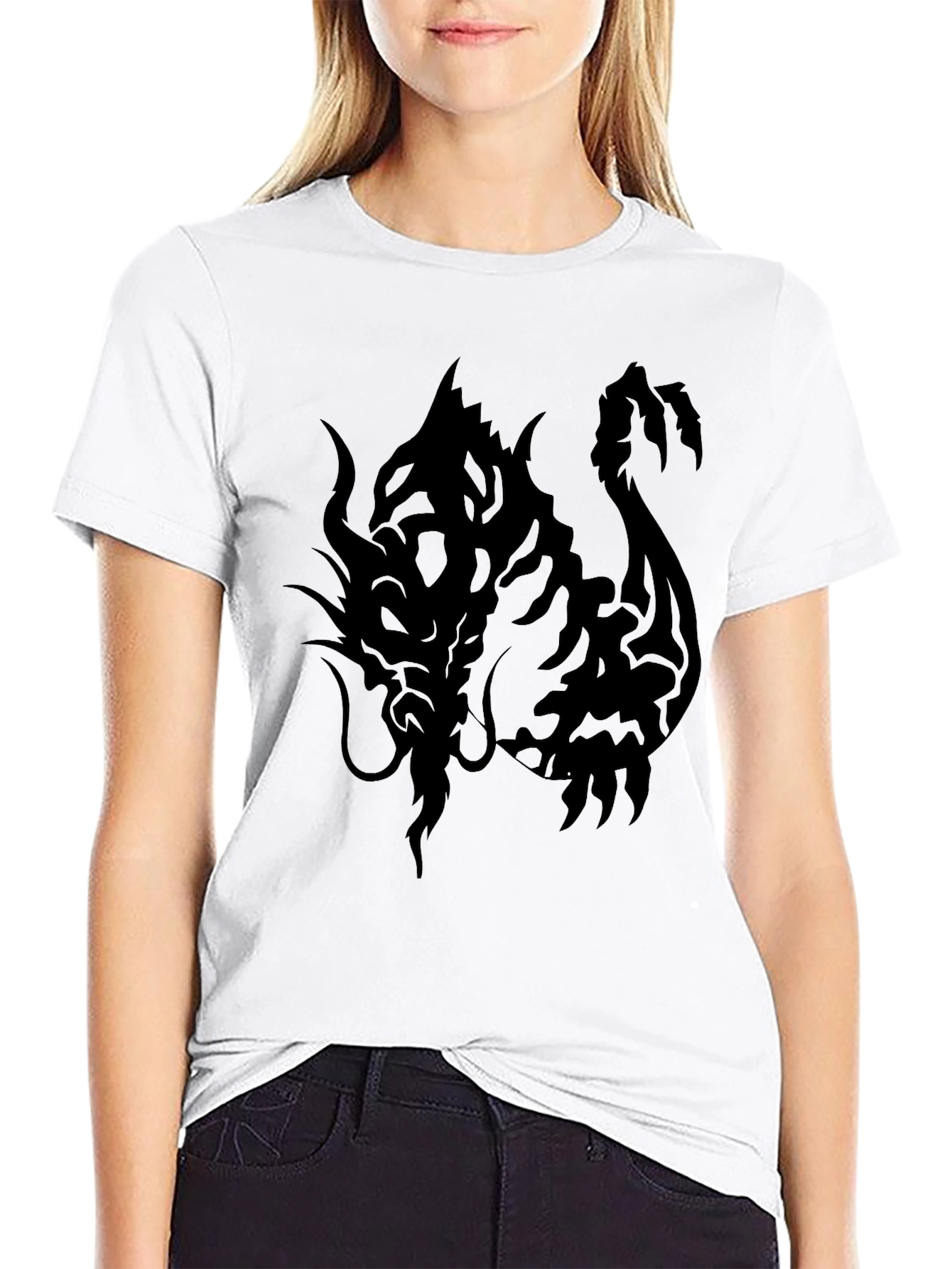 Black Dragon Graphic Black T-Shirt - Men's Casual Tee view 9