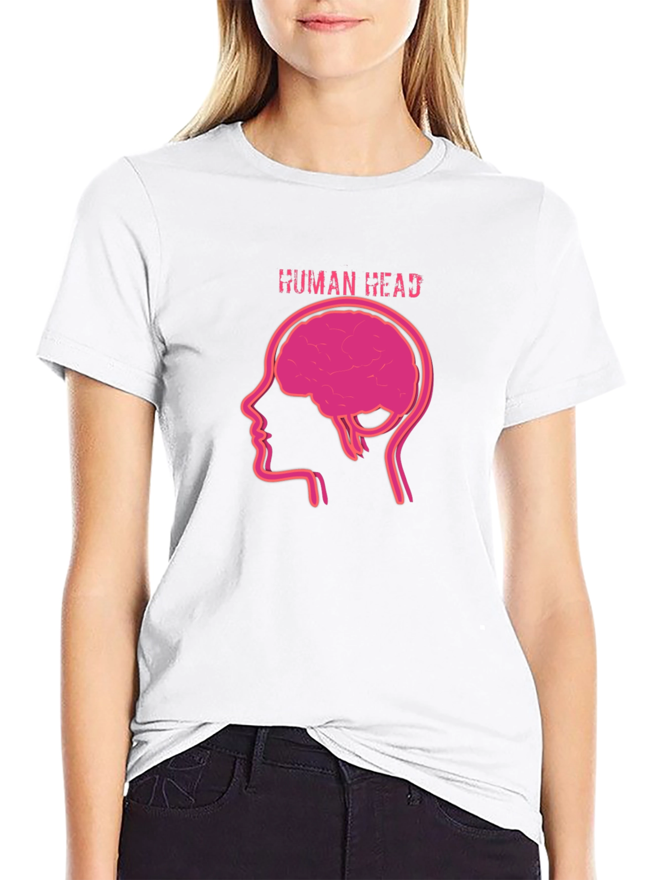 Black Human Head Brain Graphic T-Shirt - Black view 9