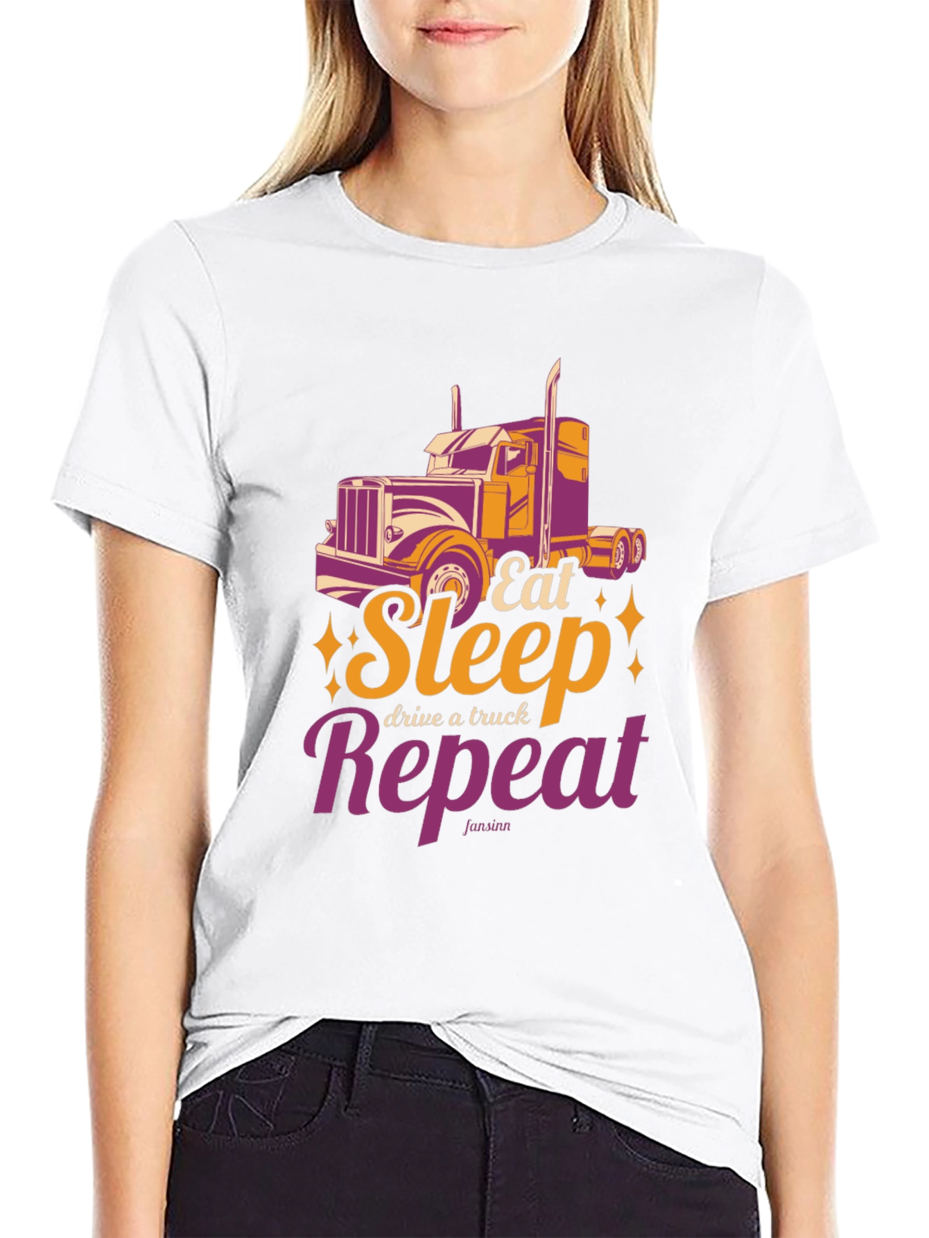 Black Trucker's T-Shirt: Eat Sleep Drive Repeat view 9
