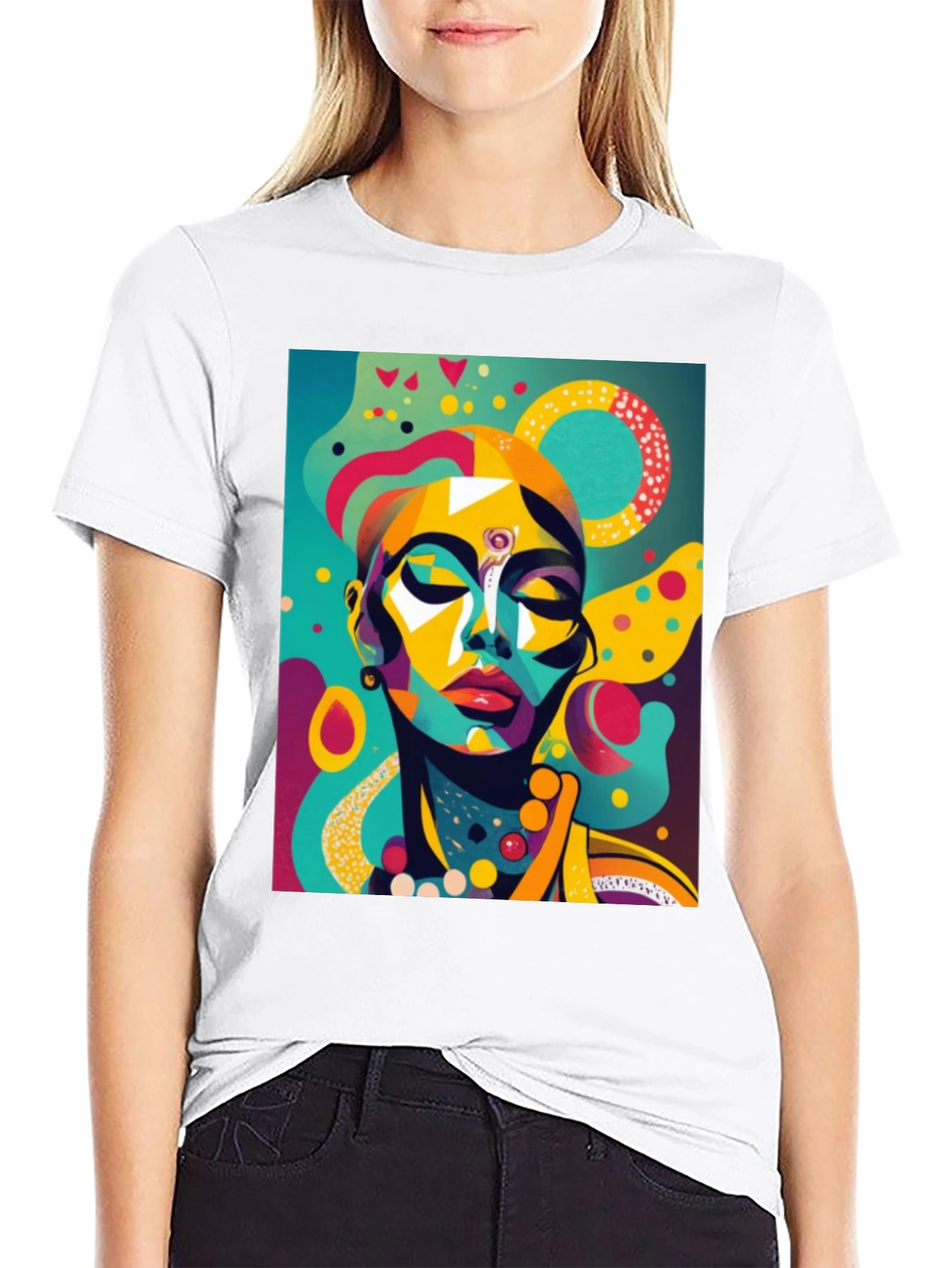 Black Abstract Art Print Tee - Modern Graphic T-Shirt view 9