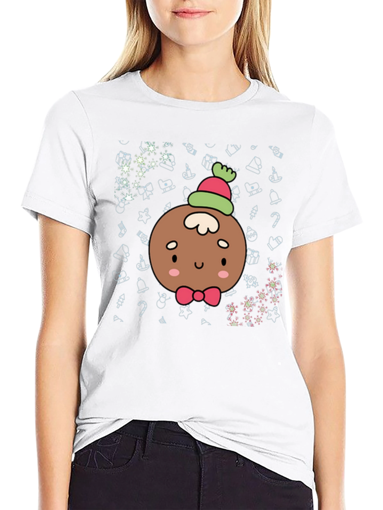 Black Festive Gingerbread Person T-Shirt view 9