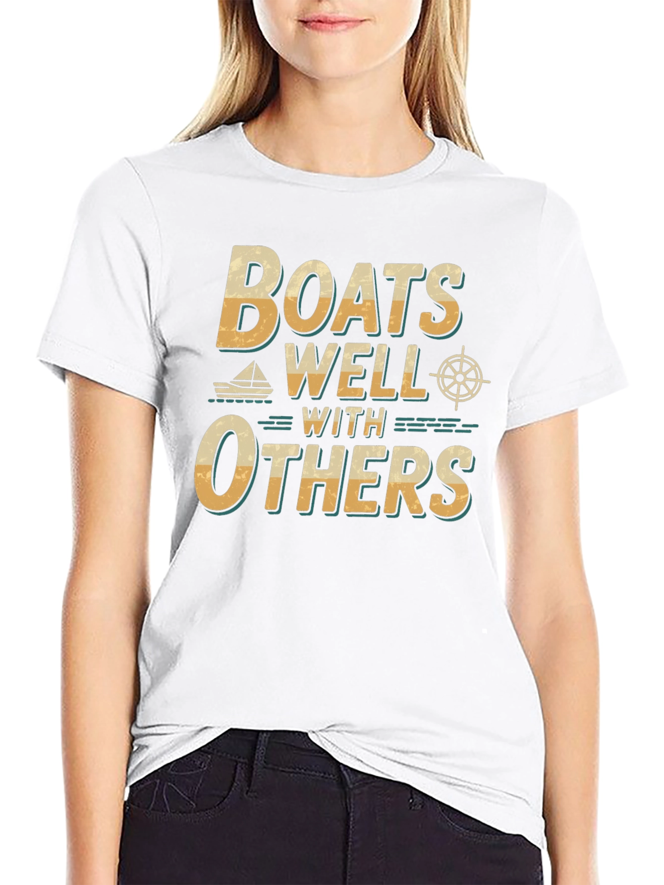 Black Boats Well With Others T-Shirt - Nautical Theme view 9