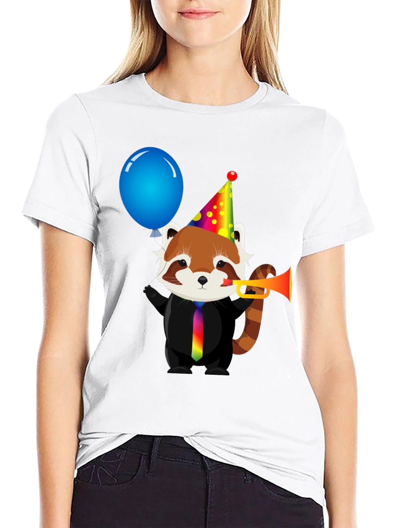 Black Party Red Panda T-Shirt - Fun & Unique Design view 9