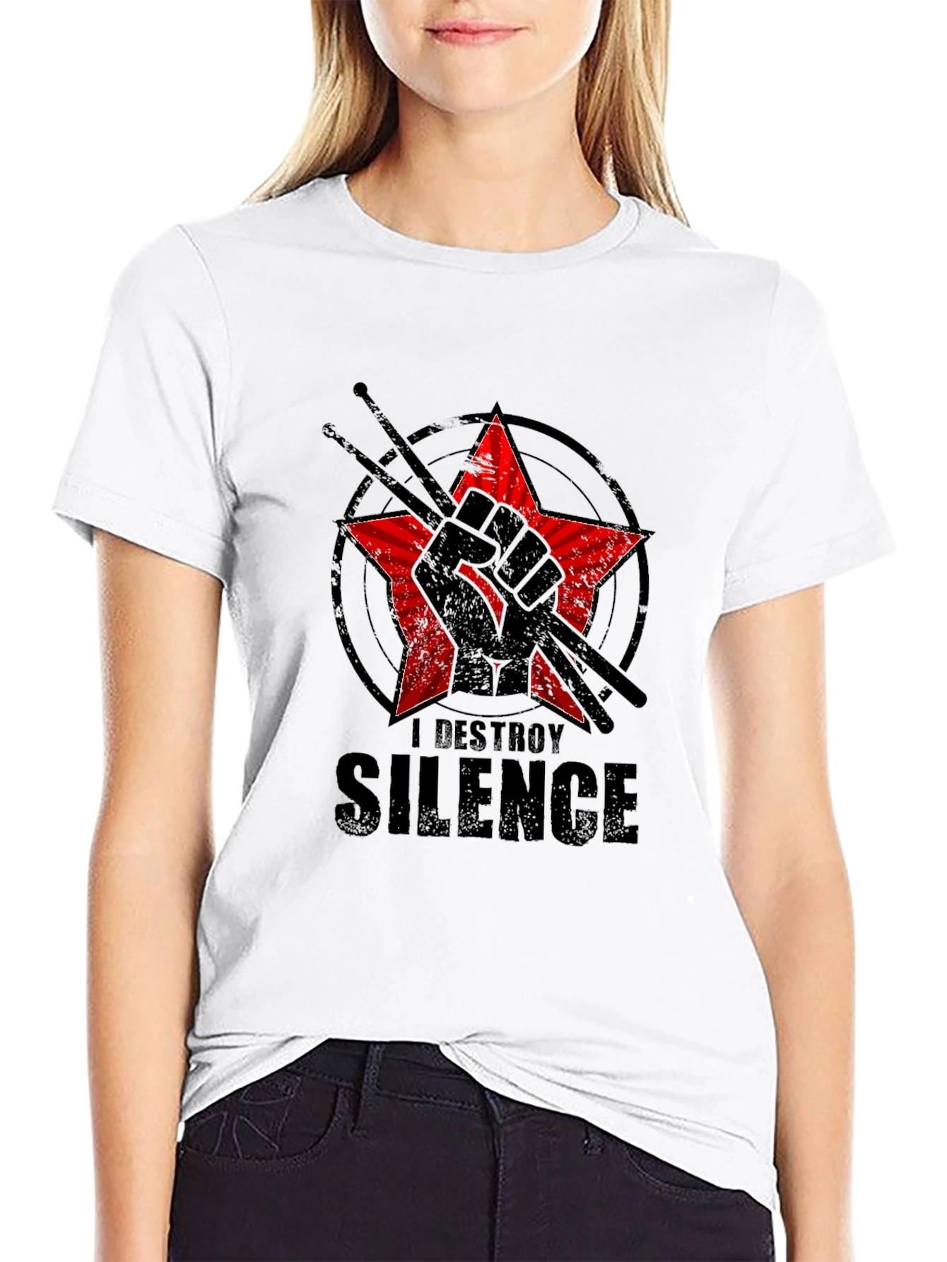 Black I Destroy Silence Graphic Tee view 9