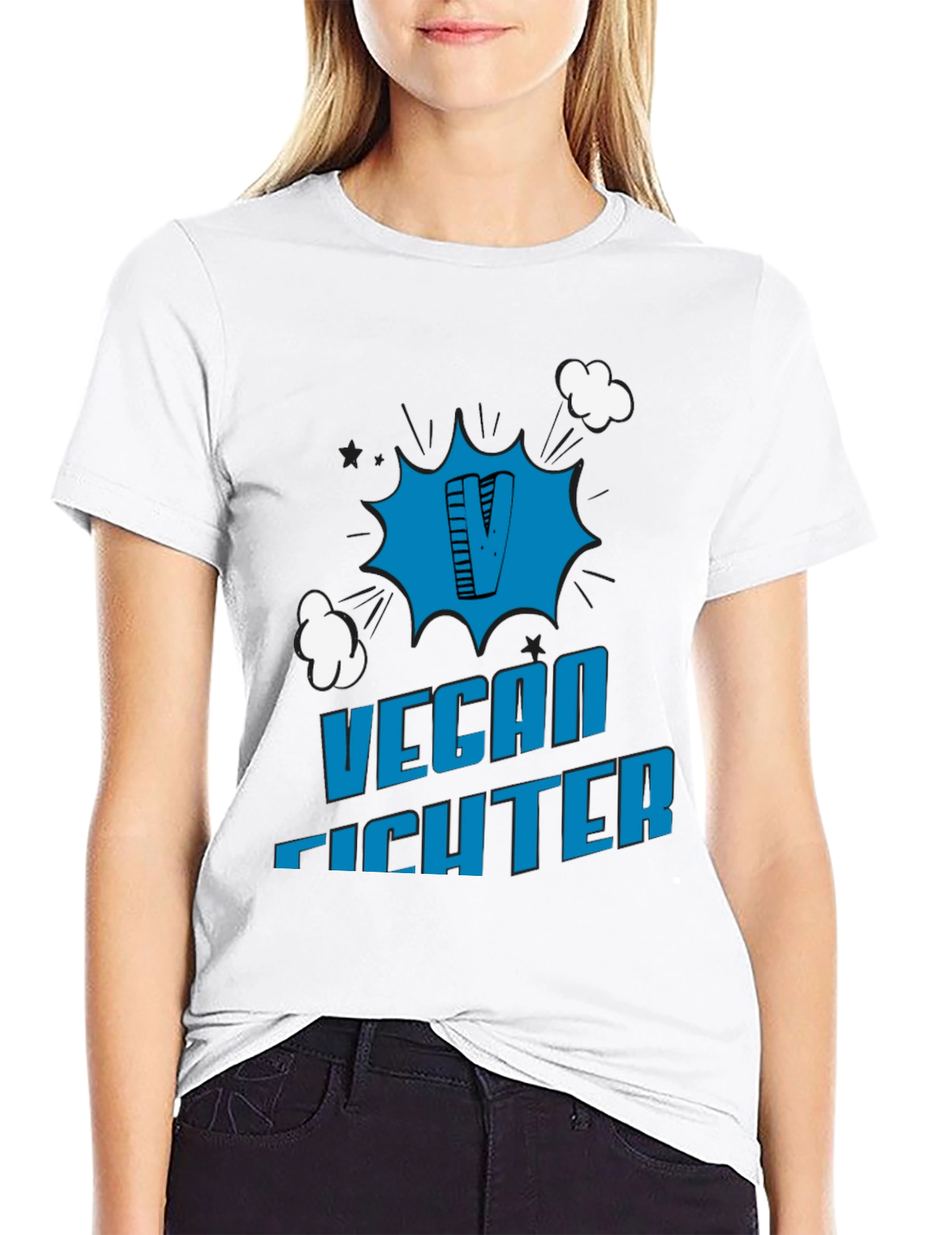 Black Vegan Fighter Graphic Tee view 9