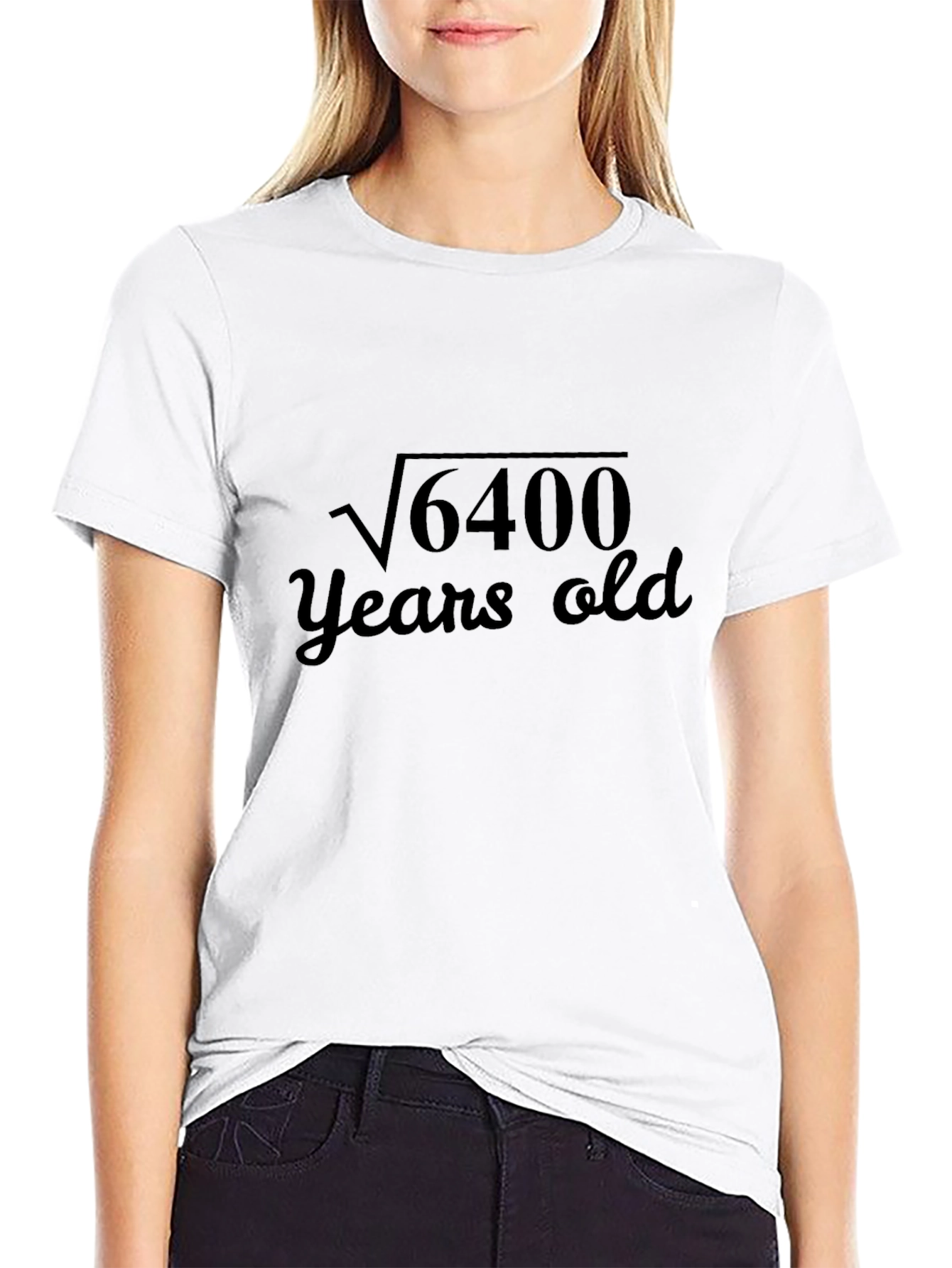 Black Funny Math Birthday T-Shirt - "6400 Years Old" view 9