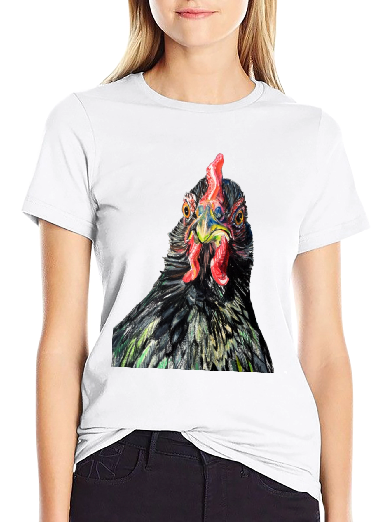 Black Chicken T-Shirt - Quirky Farm Animal Tee view 9