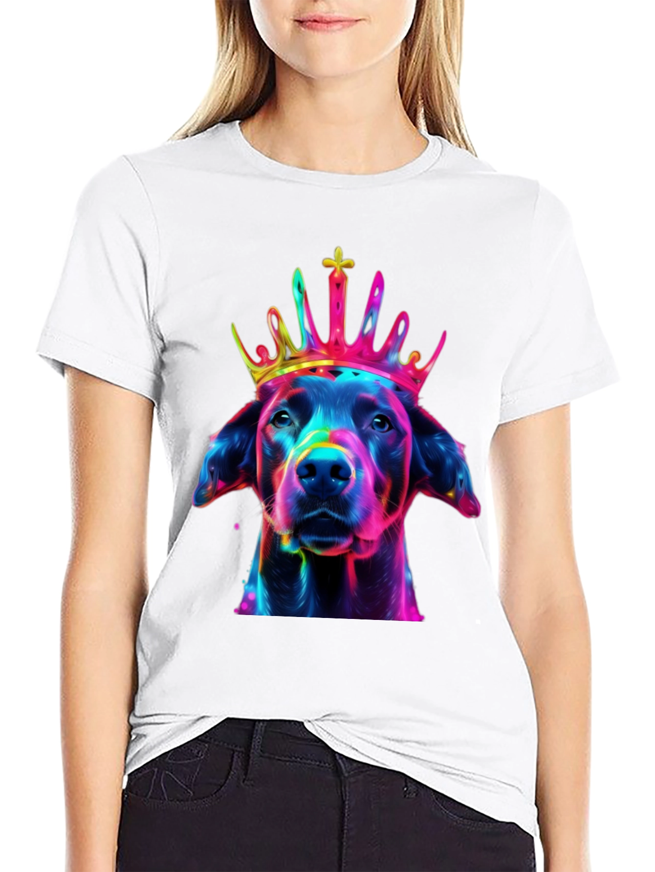 Black Dog King T-Shirt - Vivid Graphic Print view 9