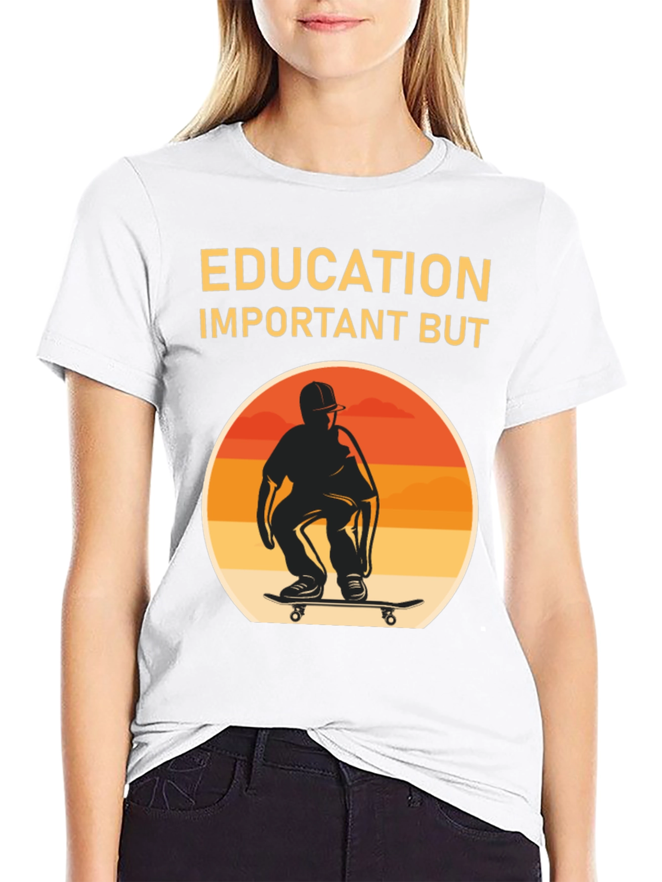 Black Education Important Skateboarder Graphic Tee view 9