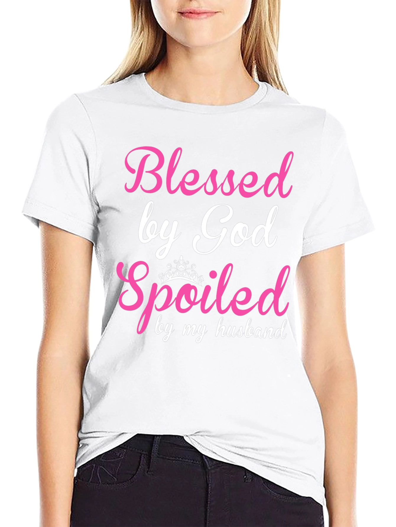 Black Blessed by God Spoiled by Husband T-Shirt view 9