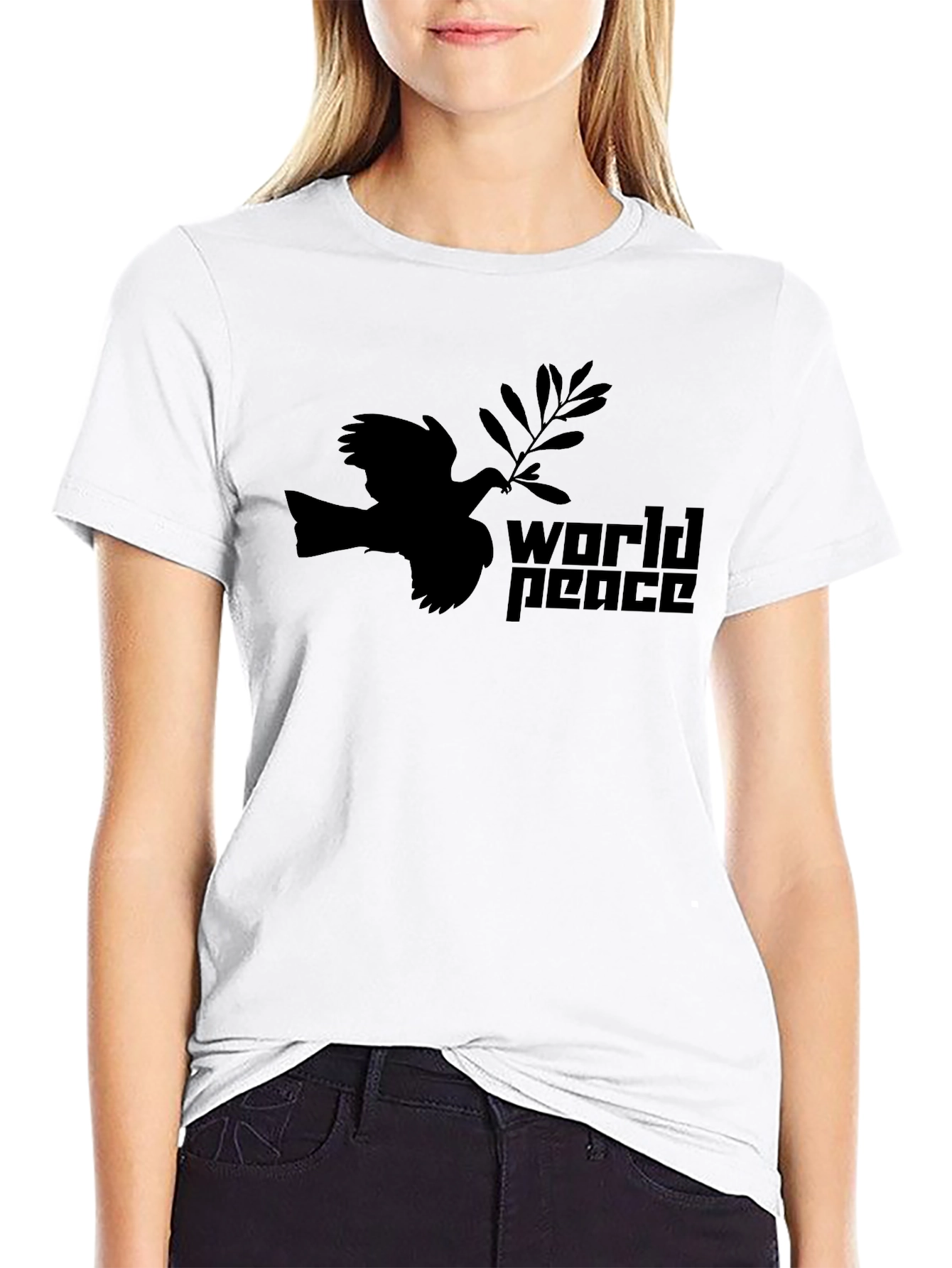 Black World Peace Dove Graphic Tee - Black view 9