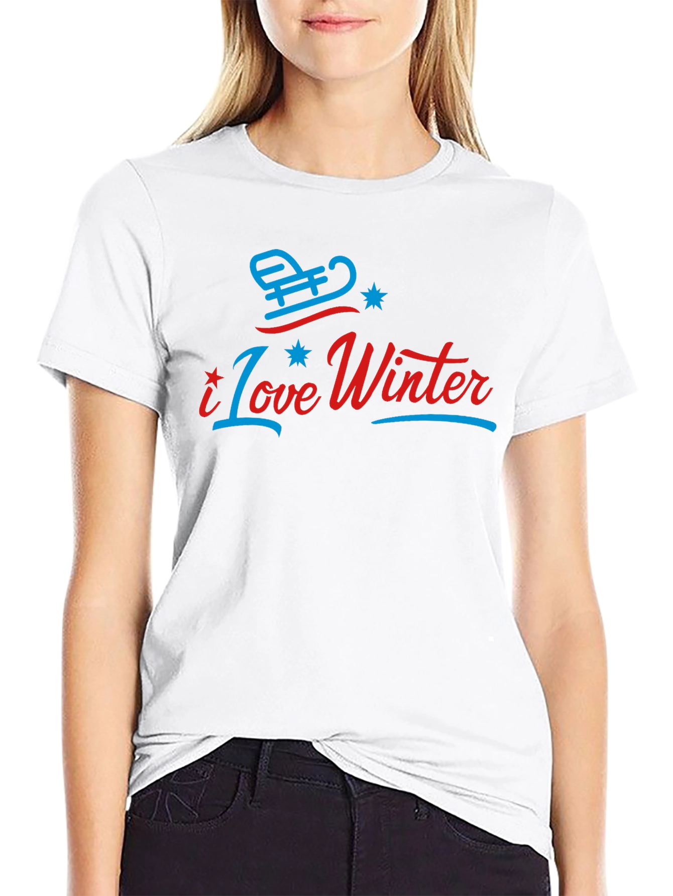 Black I Love Winter Graphic T-Shirt view 9