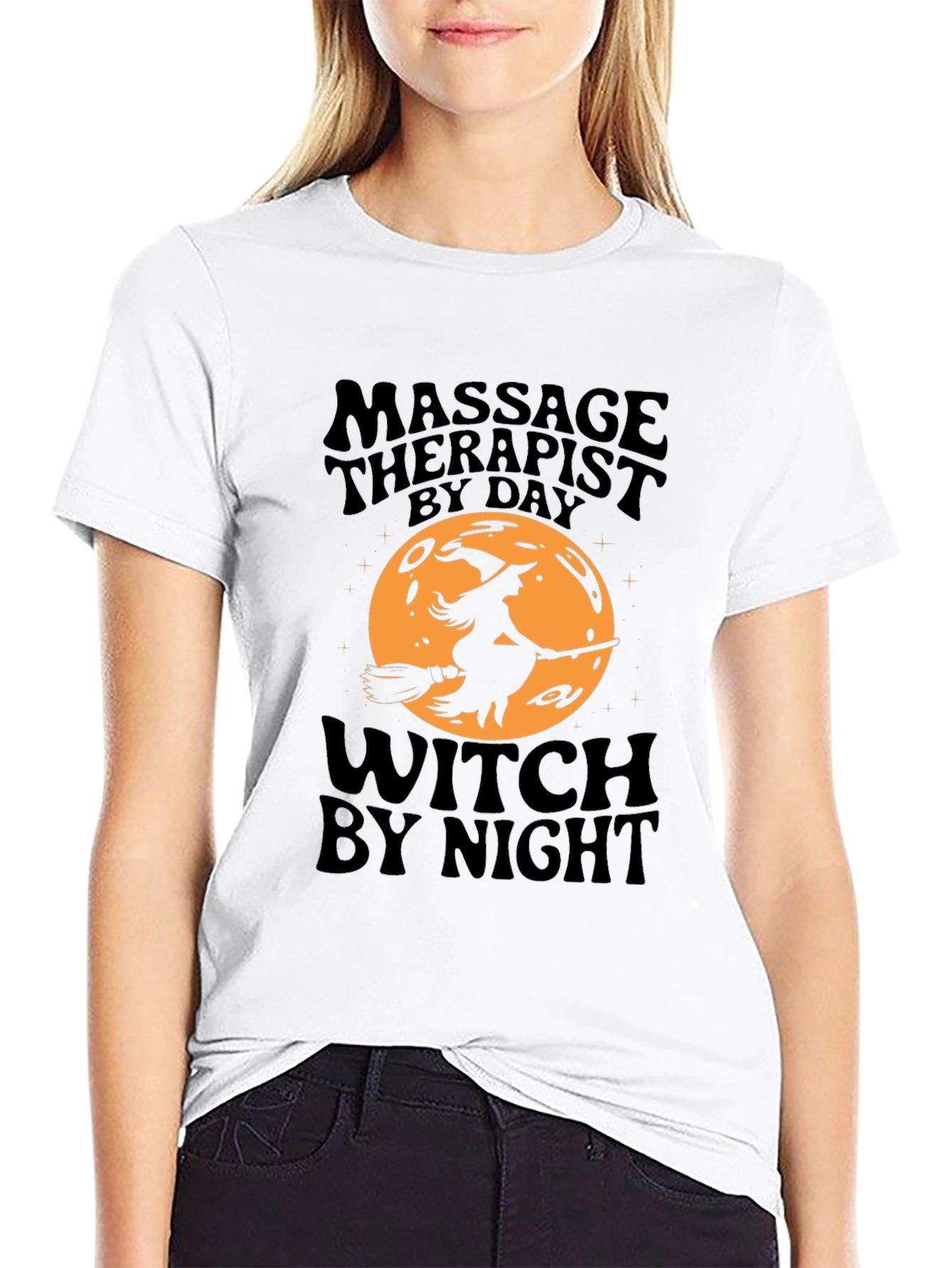 Black Massage Therapist Witch T-Shirt - Halloween Edition view 9