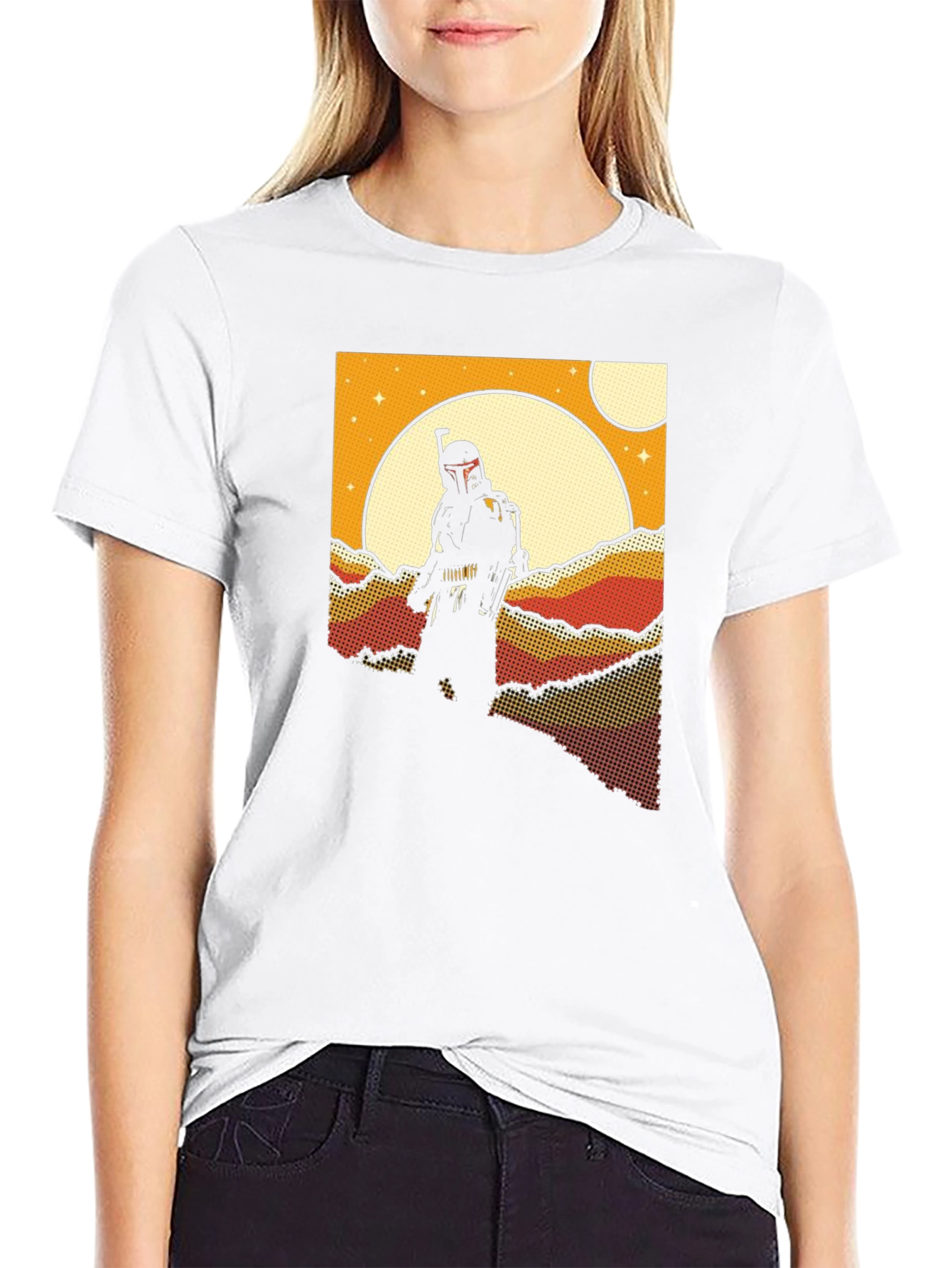 Black Retro Sci-Fi T-Shirt: Bounty Hunter Scene view 9