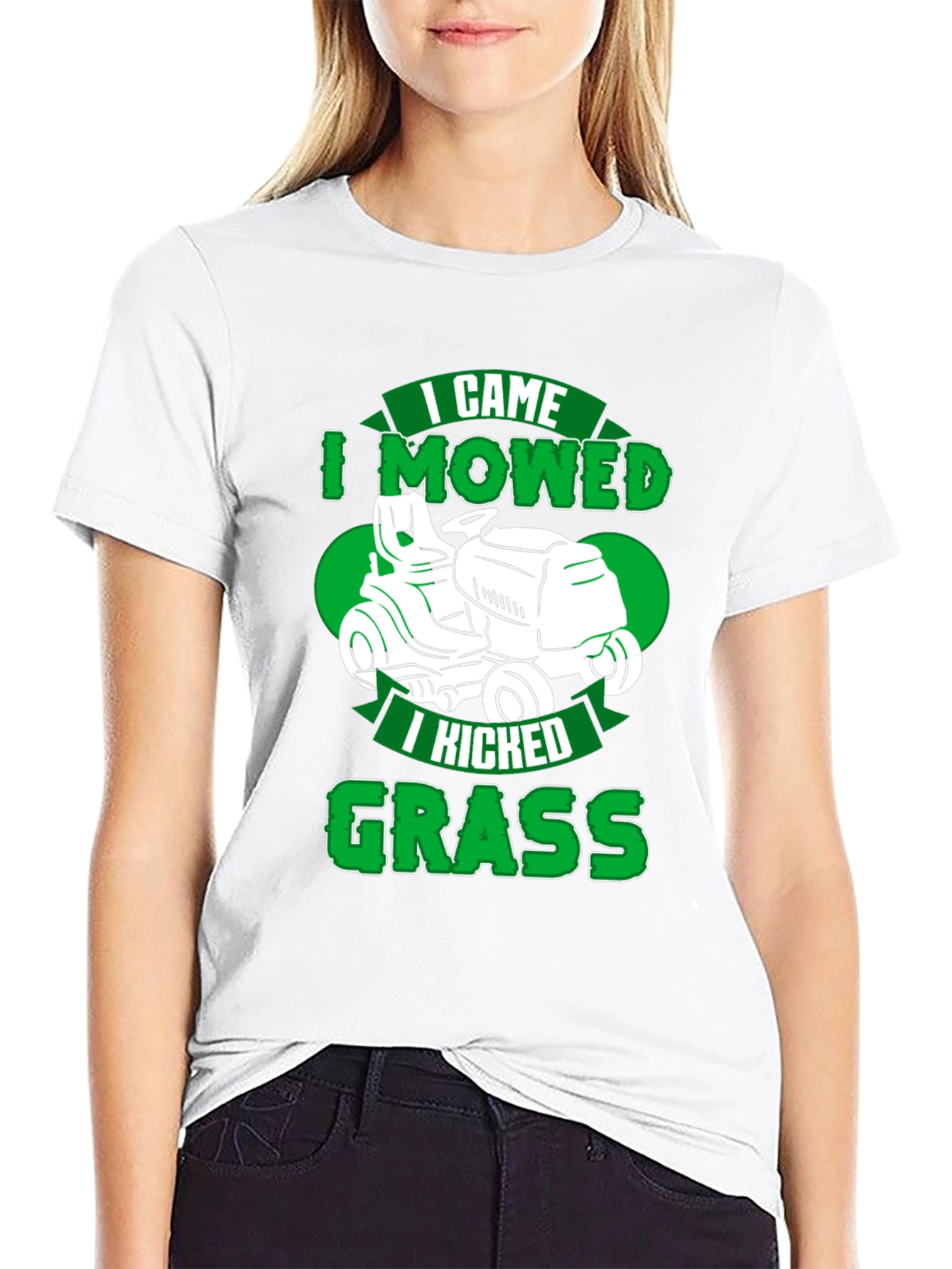 Black Funny Lawn Mowing T-Shirt - I Came, I Mowed, I Kicked Grass view 9