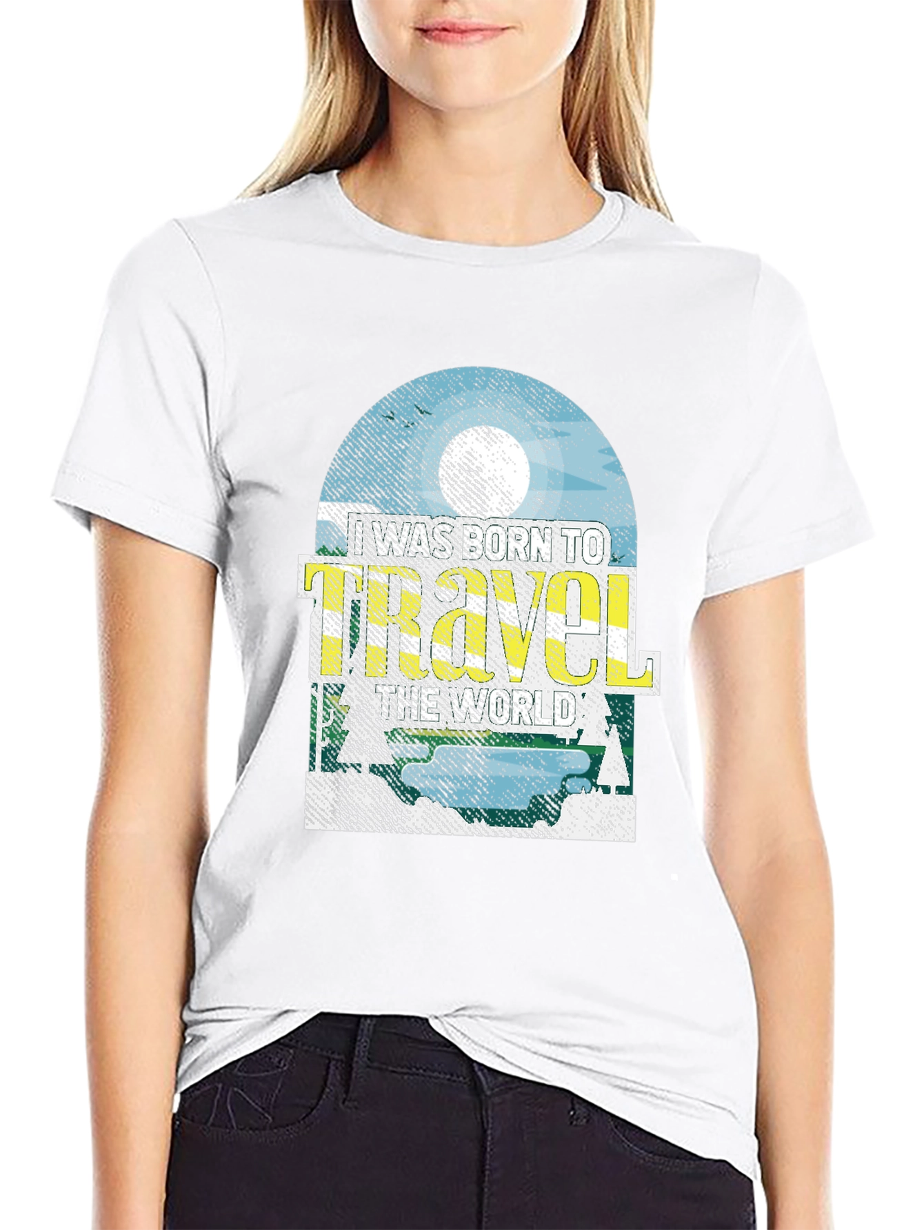Black Born to Travel Worlds T-Shirt view 9