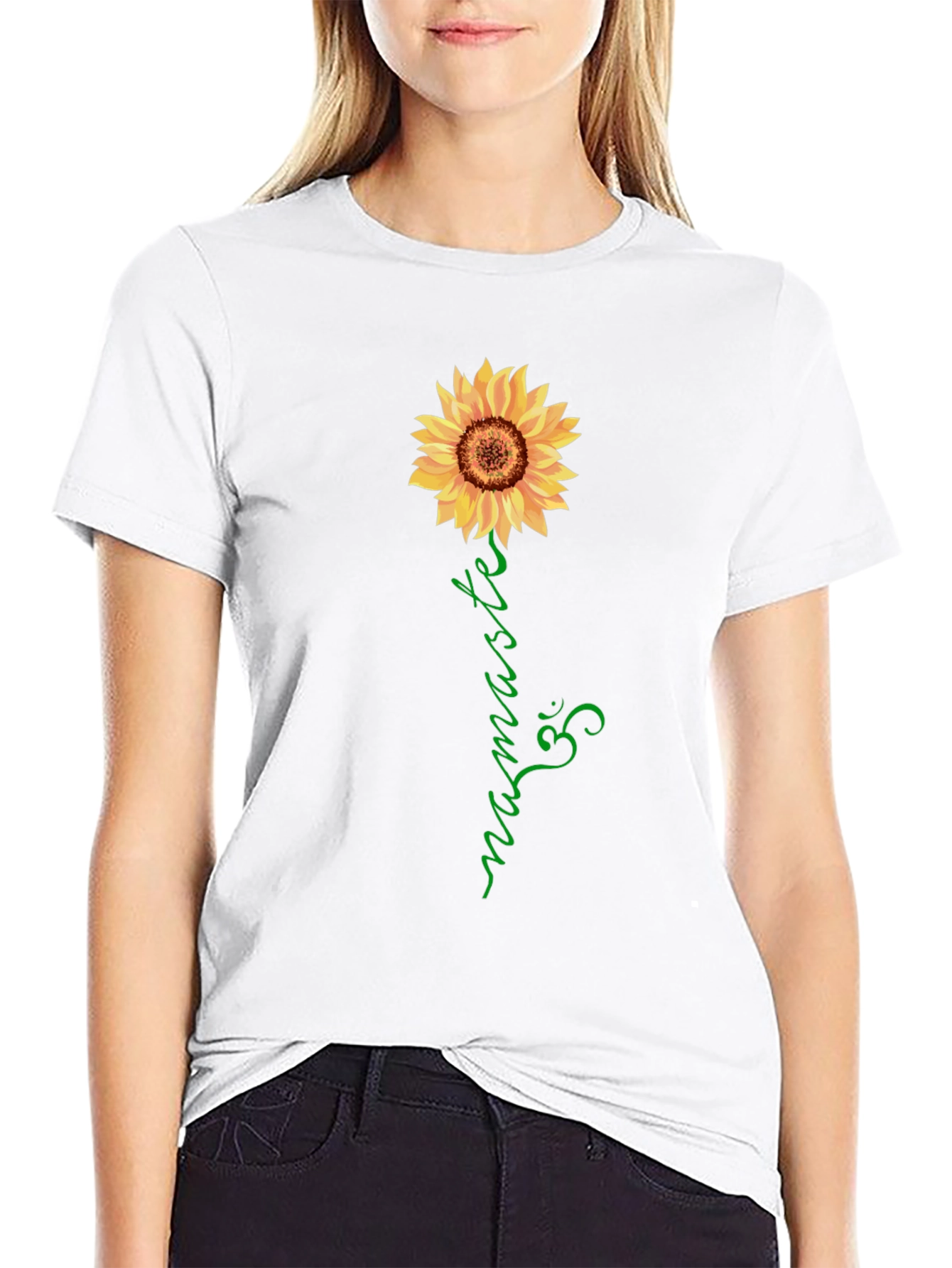 Black Sunflower Namaste Graphic Tee - Black view 9
