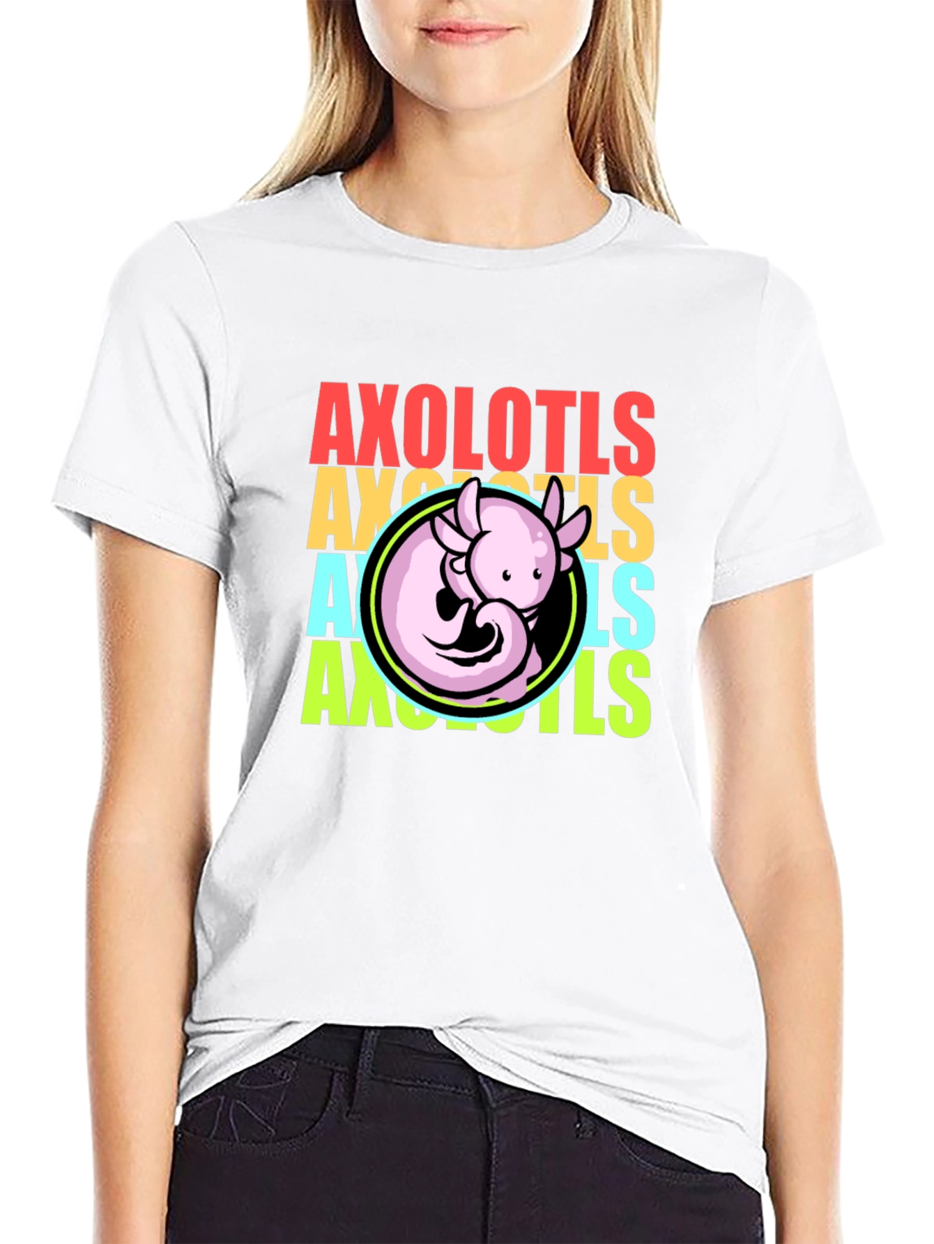 Black Axolotls Graphic Tee - Cool Amphibian T-Shirt view 9