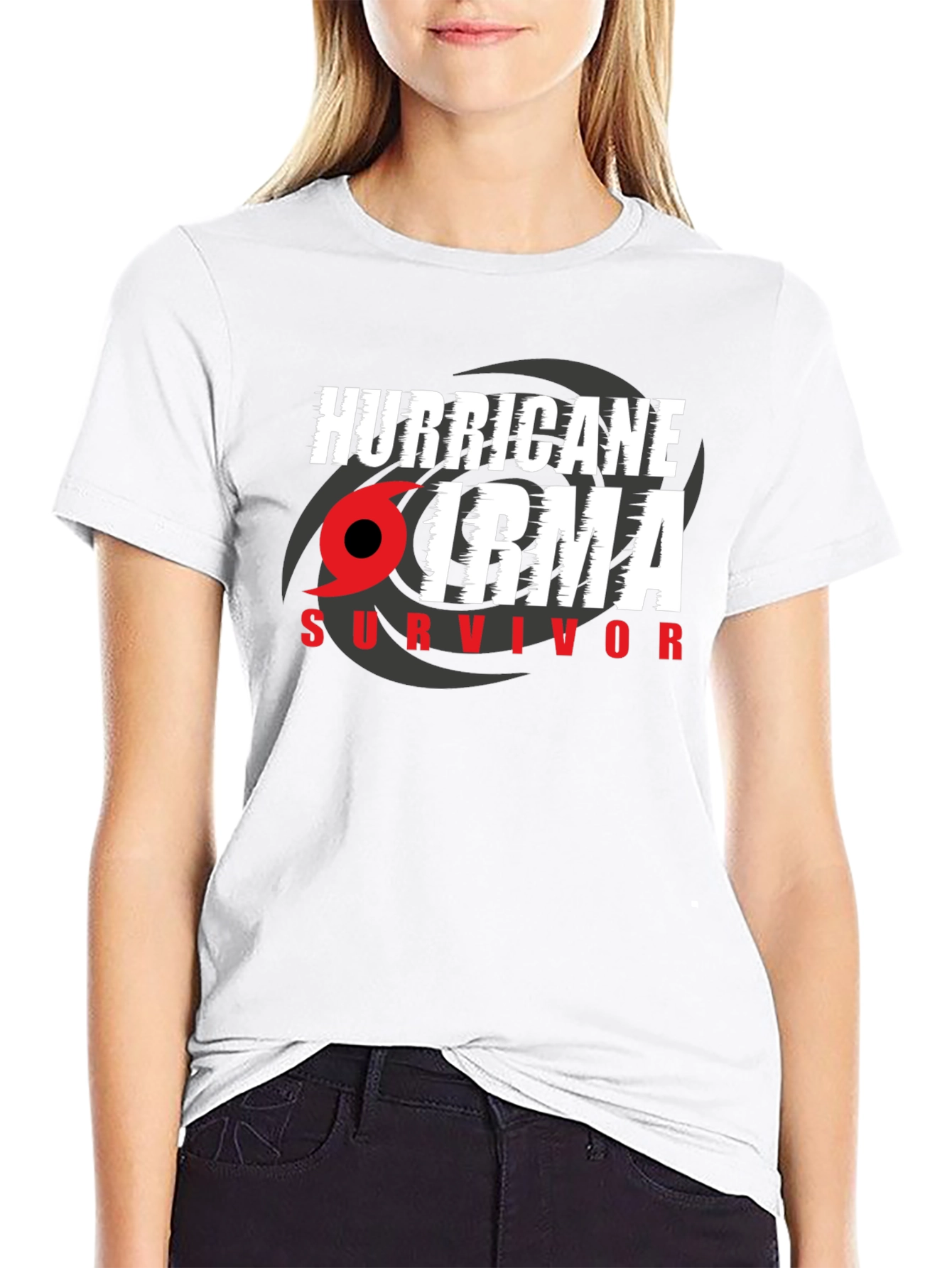 Black Hurricane Irma Survivor T-Shirt view 9