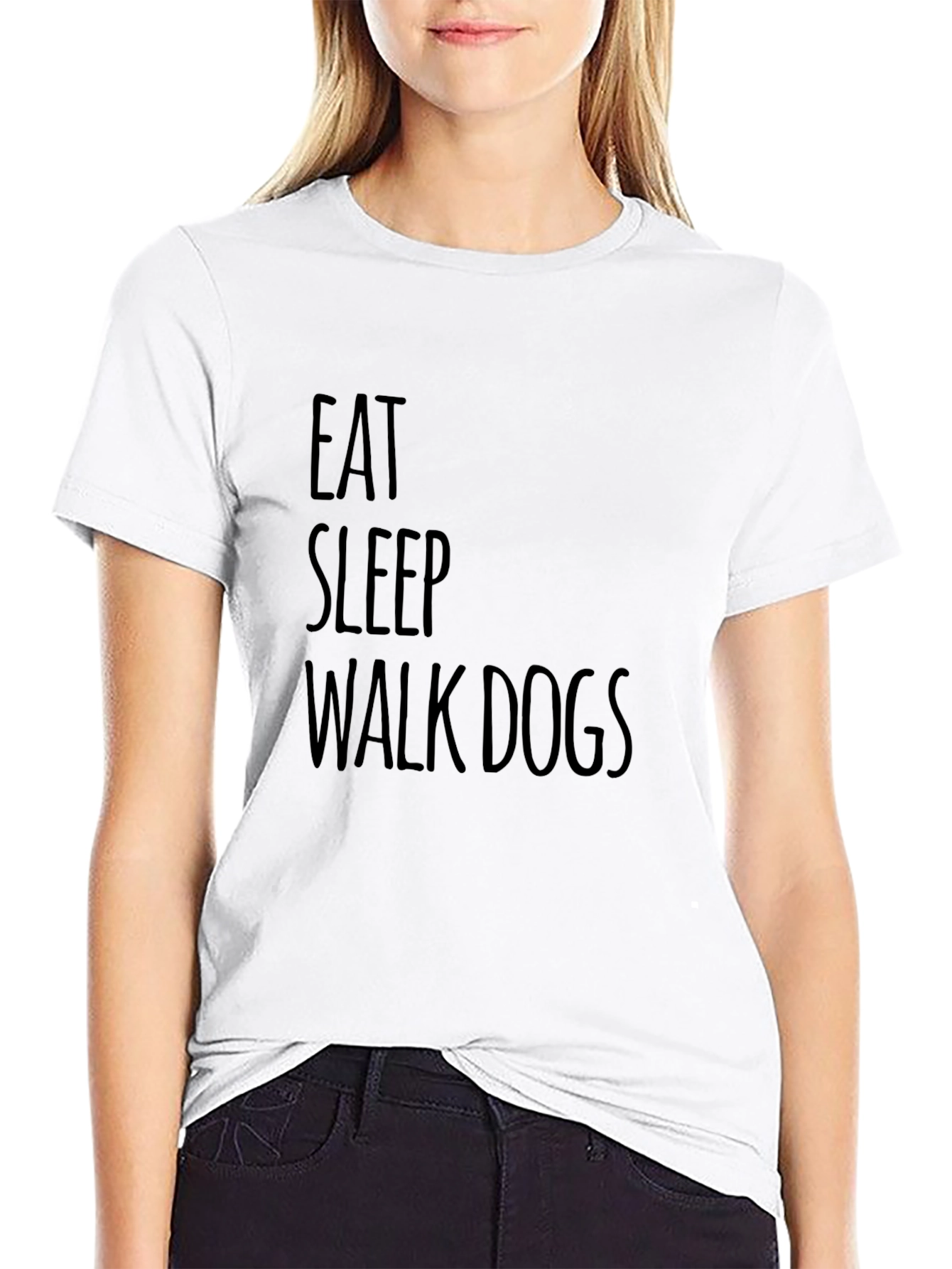 Black Eat Sleep Walk Dogs Graphic Tee - Black Casual T-Shirt view 9
