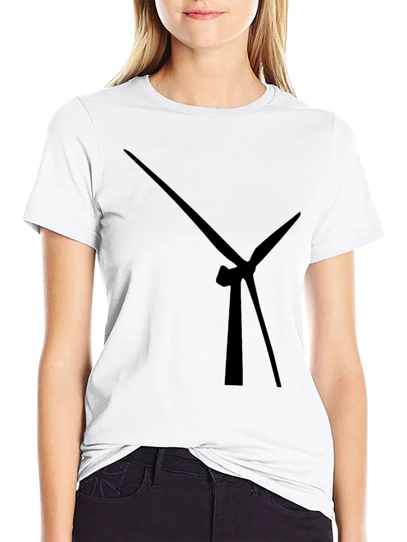 Black Modern Wind Turbine Graphic Black T-Shirt view 9