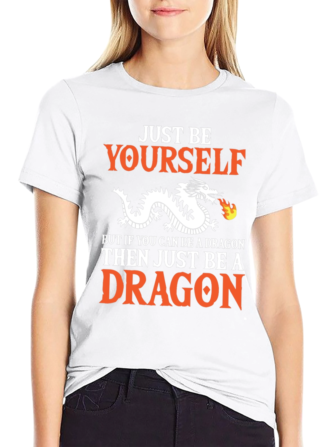 Black Just Be Yourself Dragon Graphic T-Shirt view 9