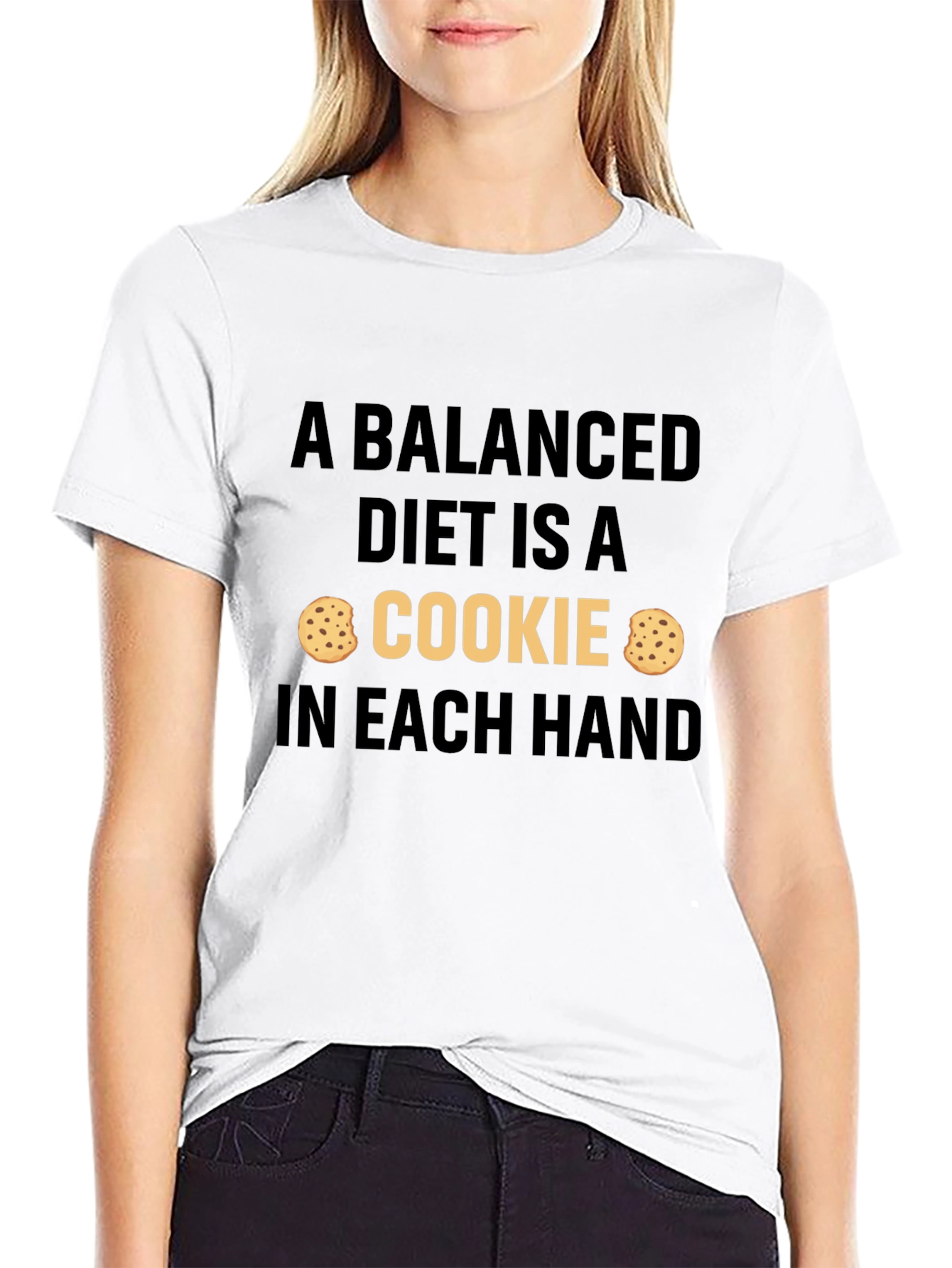 Black Balanced Diet Cookie T-Shirt: Funny Foodie Tee view 9