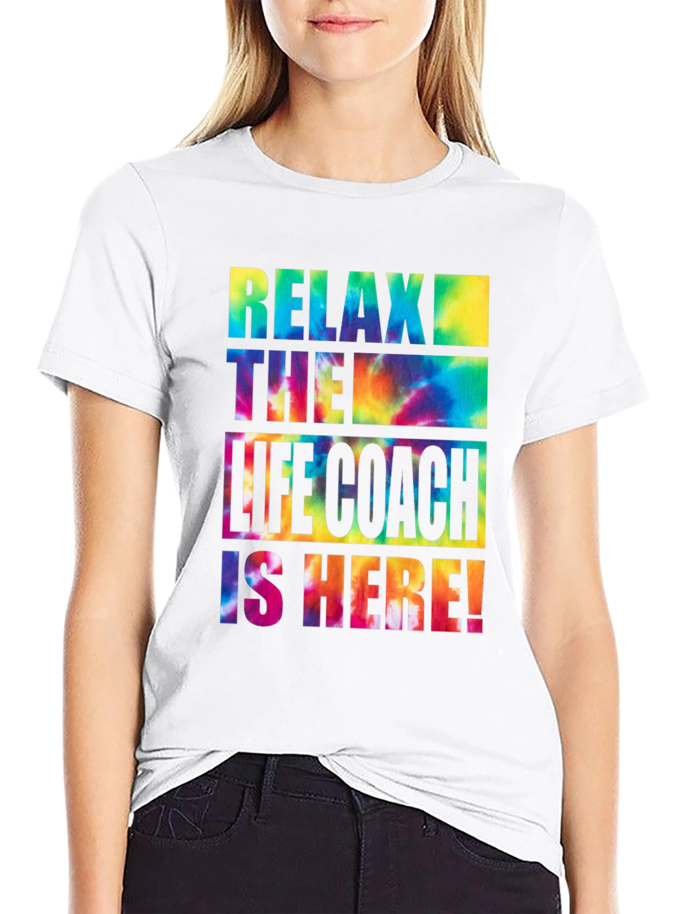 Black Relax Life Coach T-Shirt - Tie Dye Style view 9