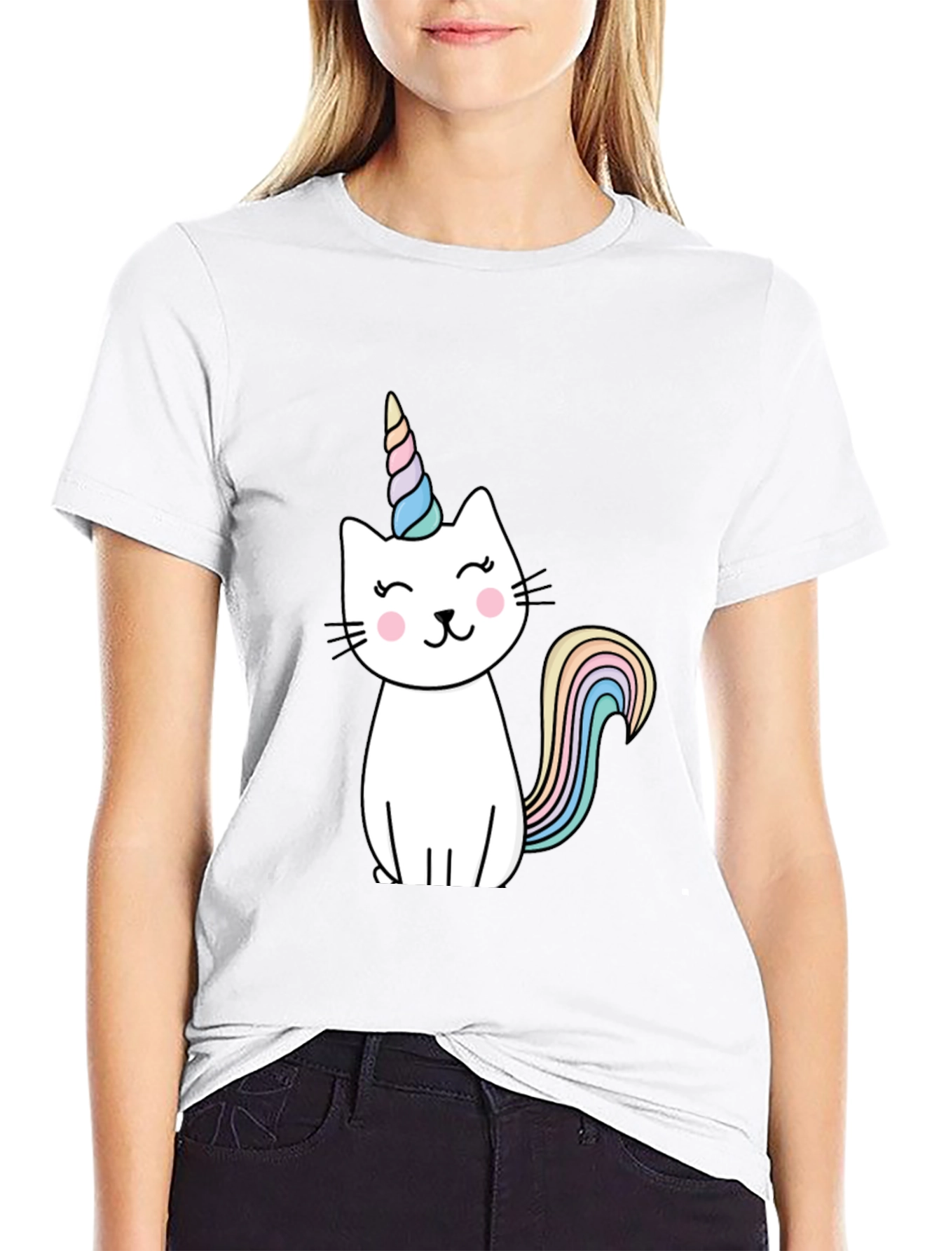 Black Unicat T-Shirt - Black, Cotton Blend, Cute Design view 9