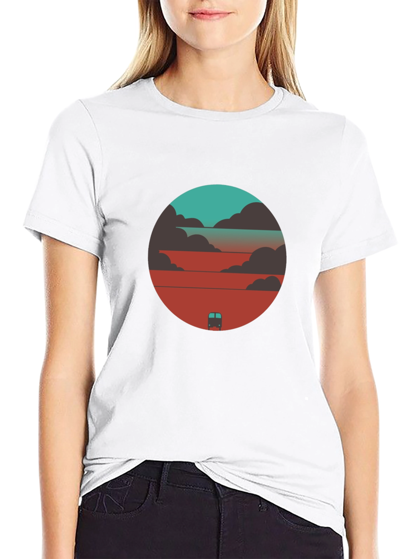 Black Sunset Journey Graphic Tee - Black Cotton Blend view 9