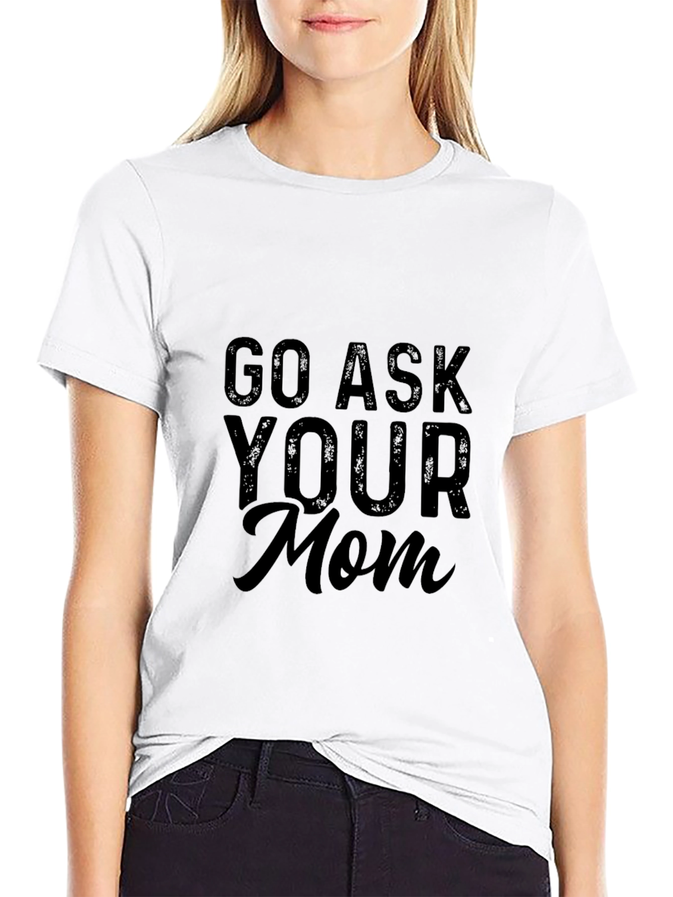 Black Go Ask Your Mom Black Graphic Tee view 9