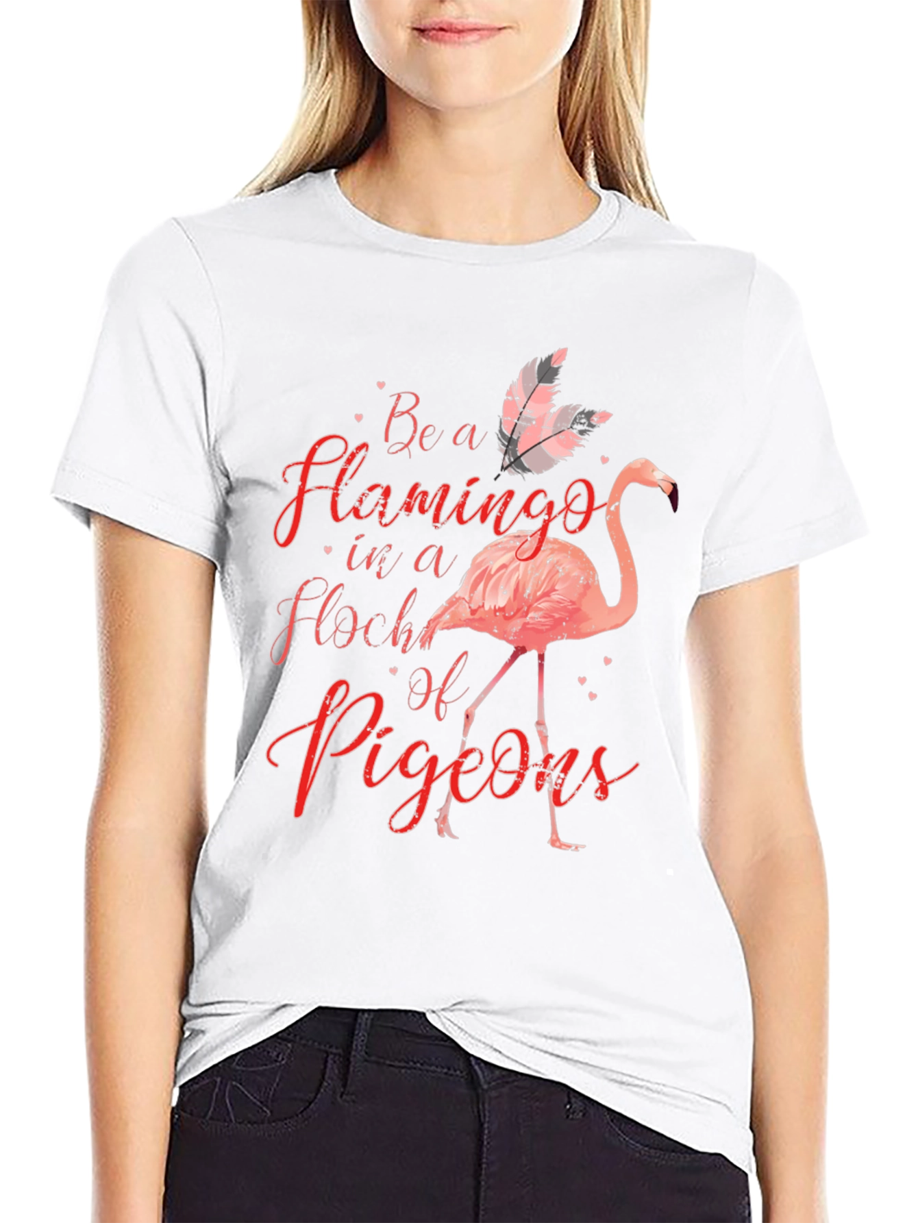 Black Be a Flamingo T-Shirt - Novelty Graphic Tee view 9
