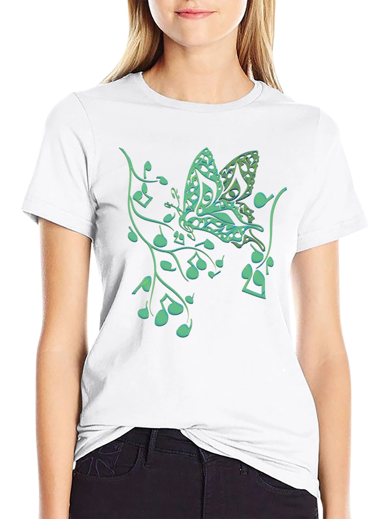 Black Music Butterfly Graphic T-Shirt view 9