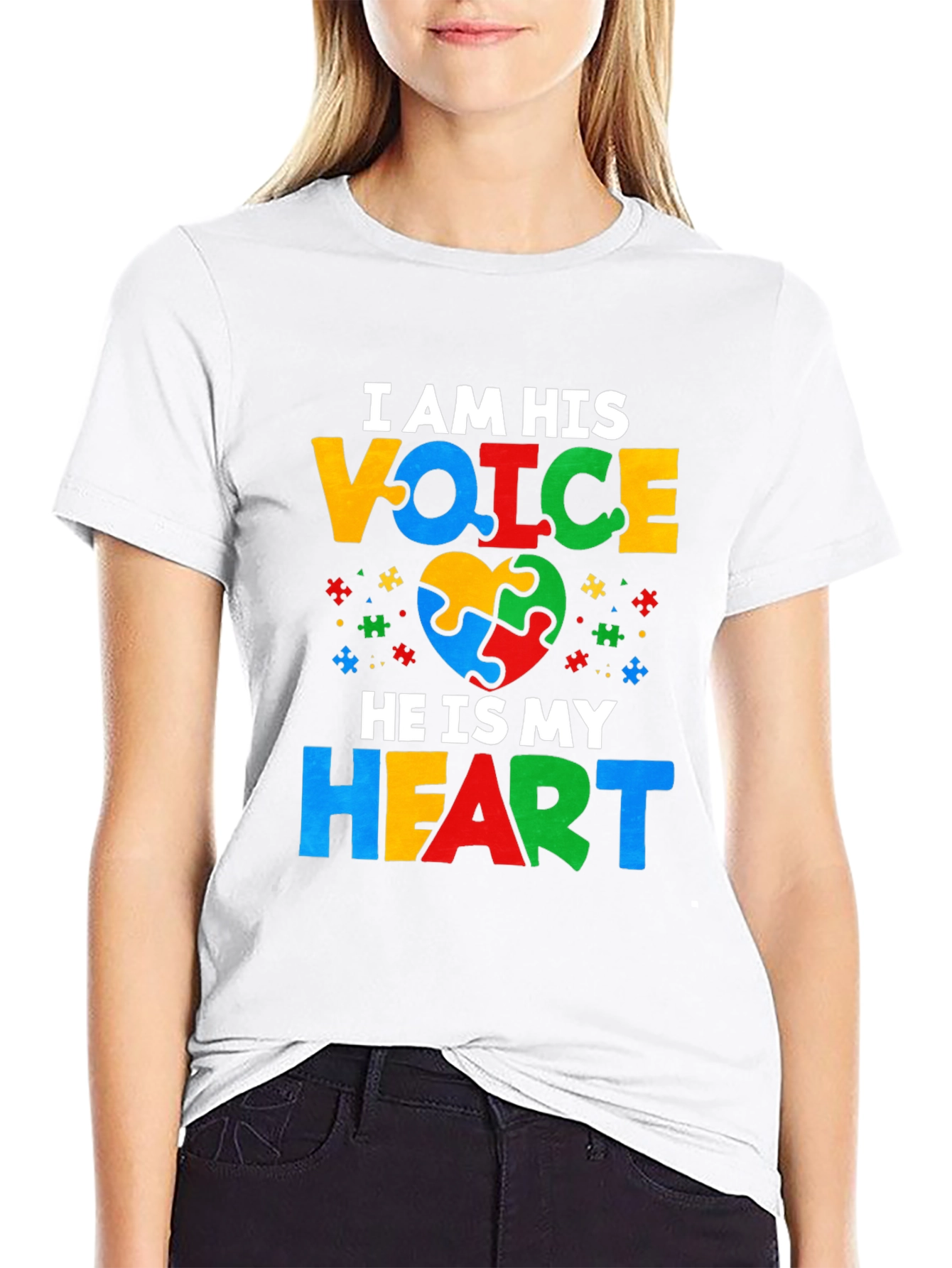Black Autism Awareness T-Shirt - I Am His Voice view 9