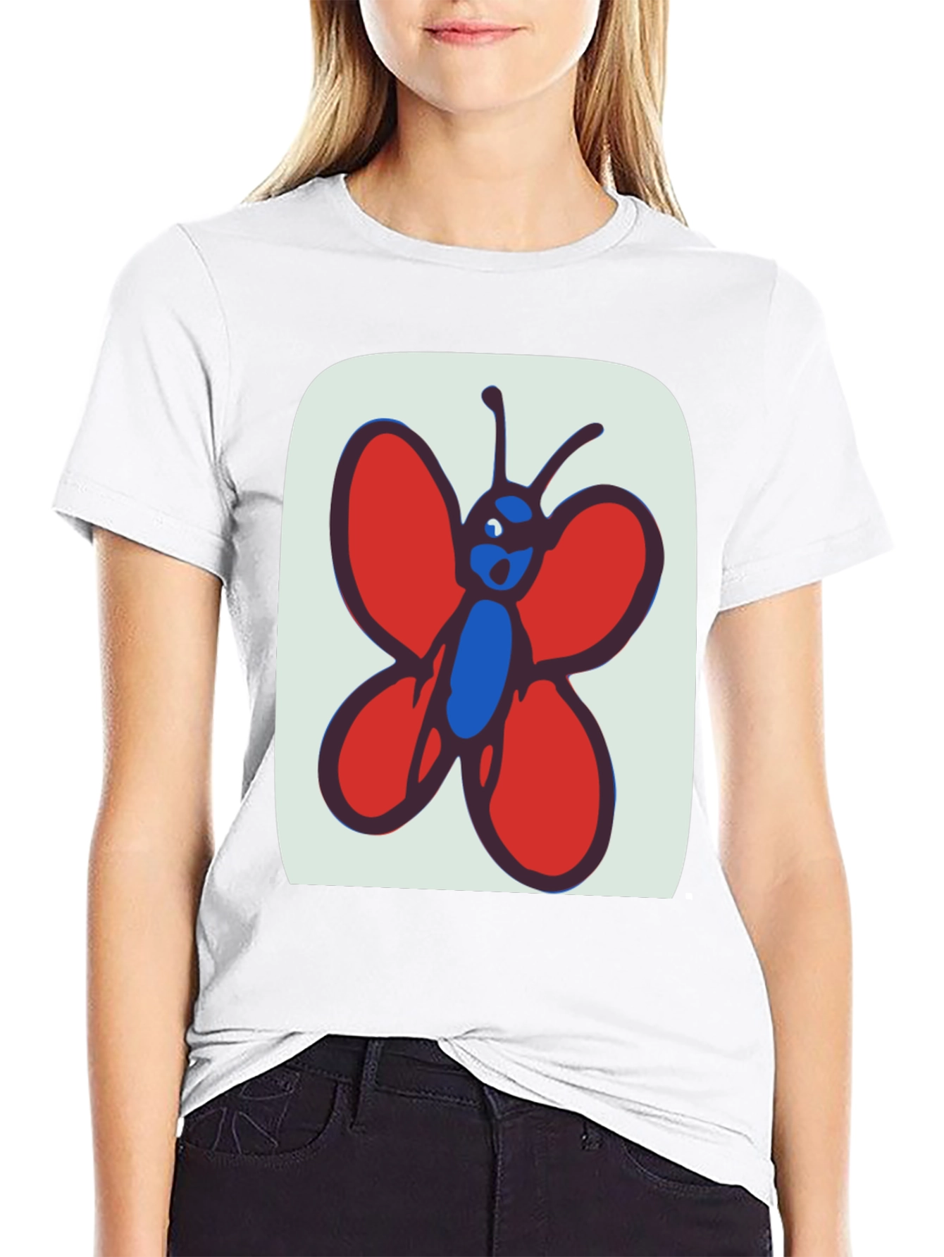 Black Whimsical Butterfly Graphic Tee - Soft Cotton Black T-Shirt view 9