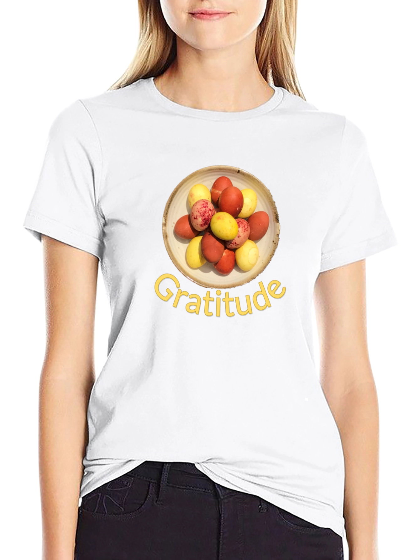 Black Gratitude T-Shirt: Colorful Egg Design, Soft Cotton Blend view 9