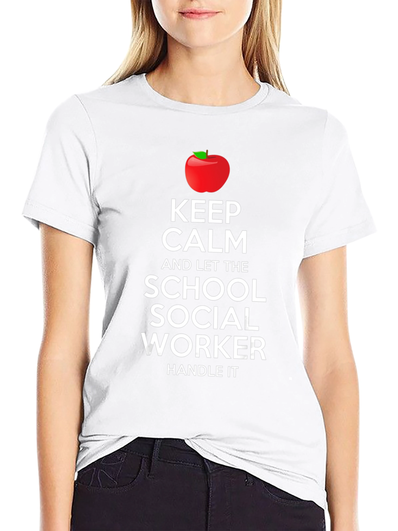 Black Keep Calm School Social Worker Black T-Shirt view 9