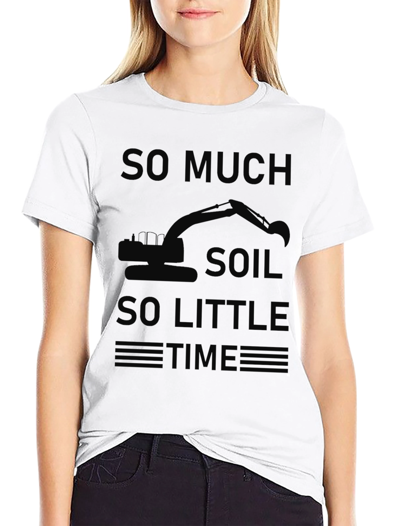 Excavator So Much Soil Men's Black T-Shirt - 9