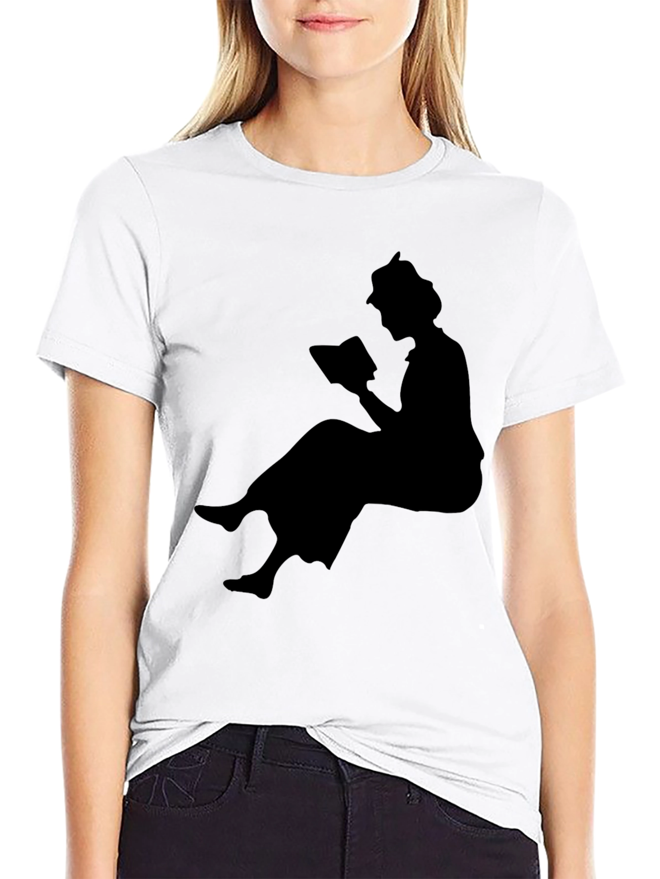 Black Silhouette Reading T-Shirt - Black view 9