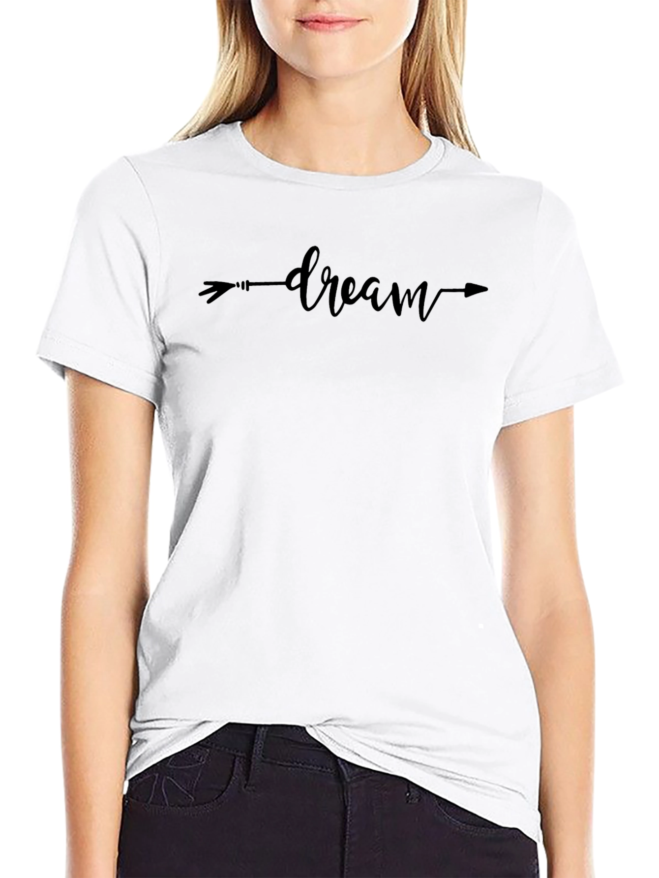 Black Dream Arrow Graphic Tee - Unisex Black Cotton Shirt view 9