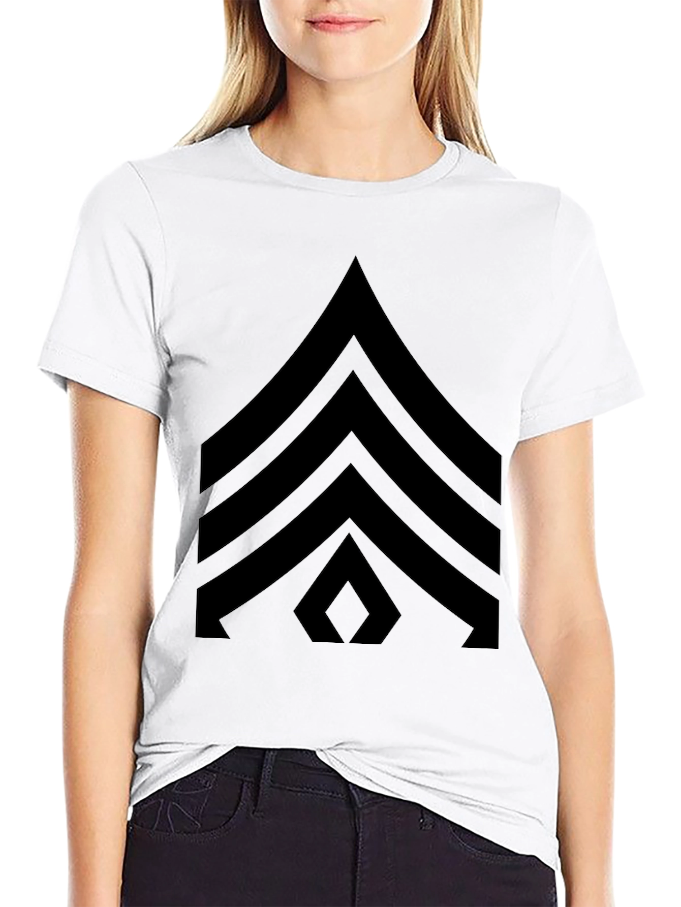 Black Black T-Shirt with Military Sergeant Stripes Design view 9
