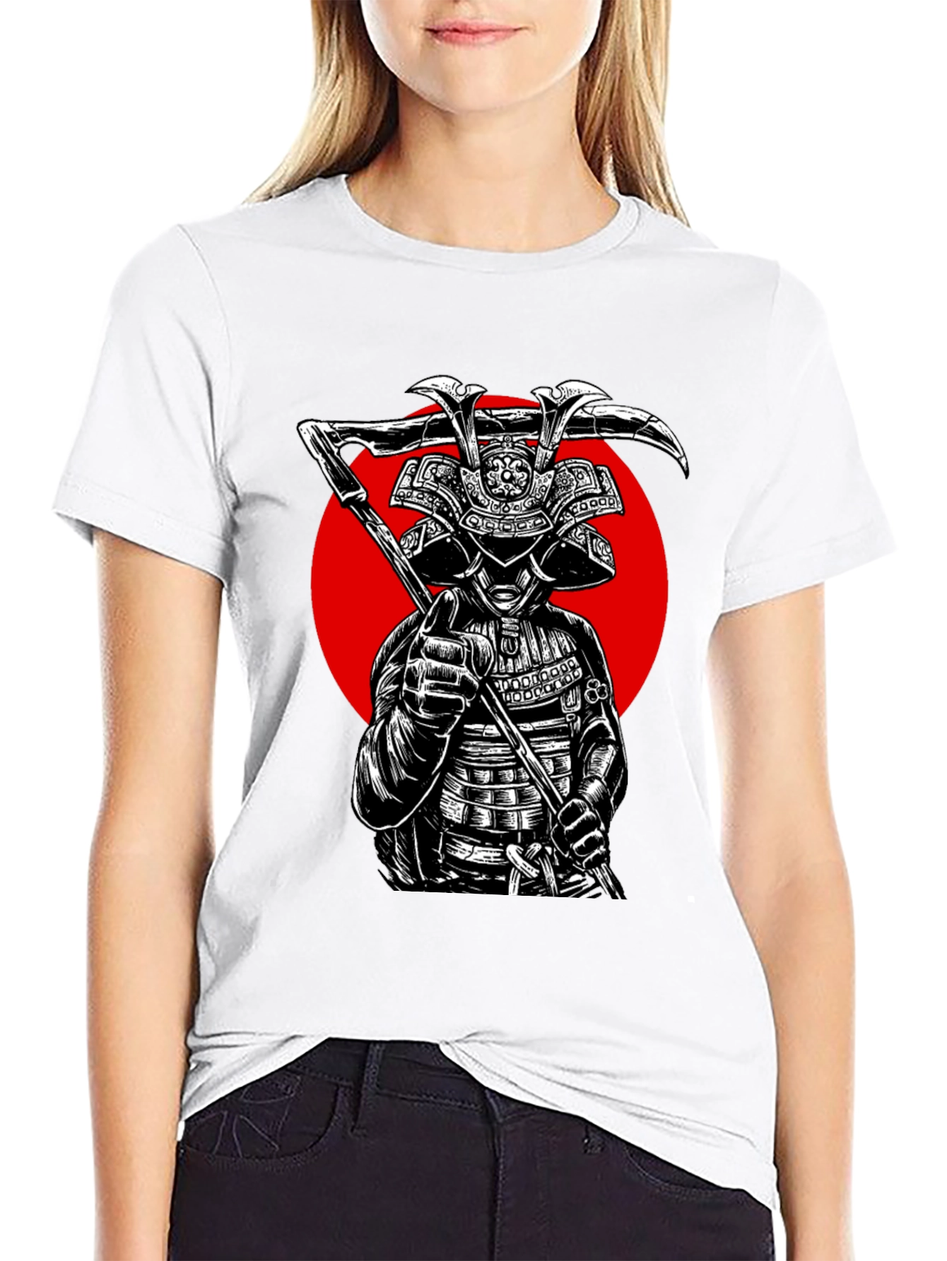 Black Samurai Warrior Graphic Tee - Black Cotton T-Shirt view 9
