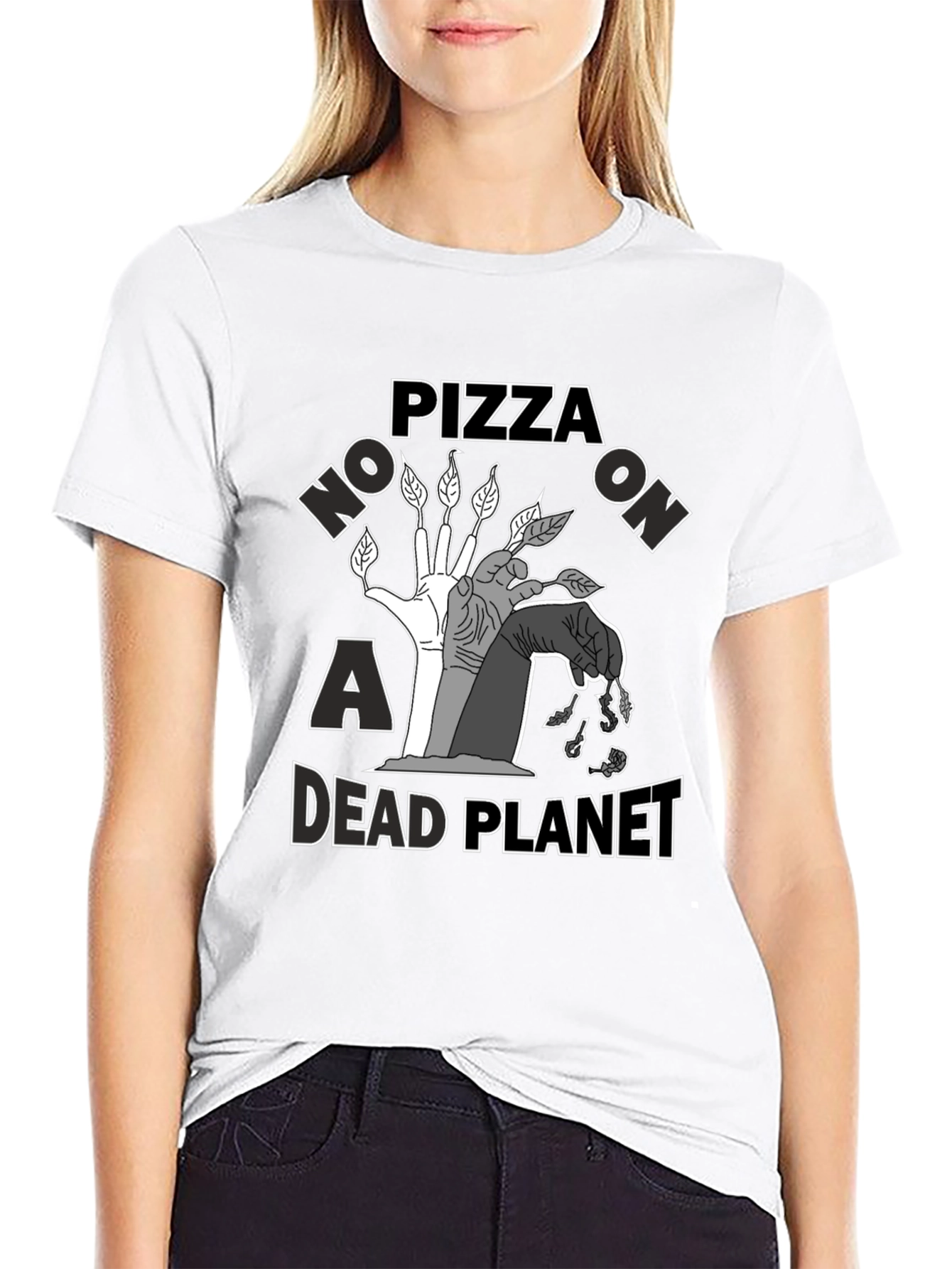Black Pizza on a Dead Planet Graphic T-Shirt view 9